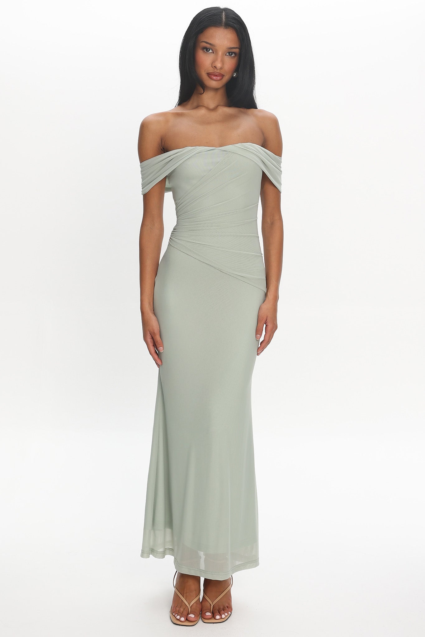 Après Dark Off-Shoulder Maxi Dress Sage Secondary image