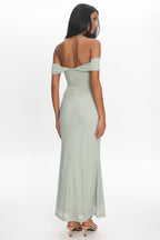 Après Dark Off-Shoulder Maxi Dress Sage