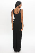 Olandra 3D Floral Maxi Dress Black