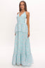 Whispering Petals Peplum Maxi Dress Baby Blue