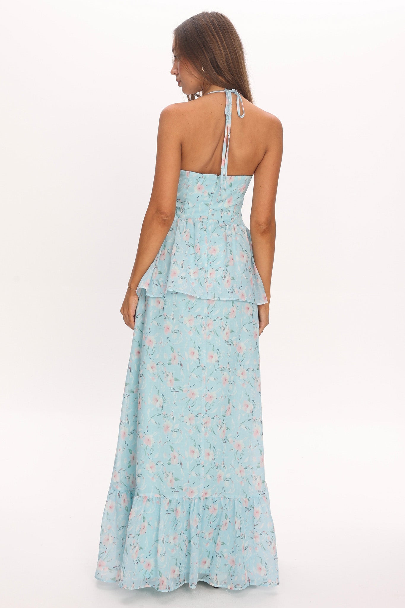 Whispering Petals Peplum Maxi Dress Baby Blue Secondary image