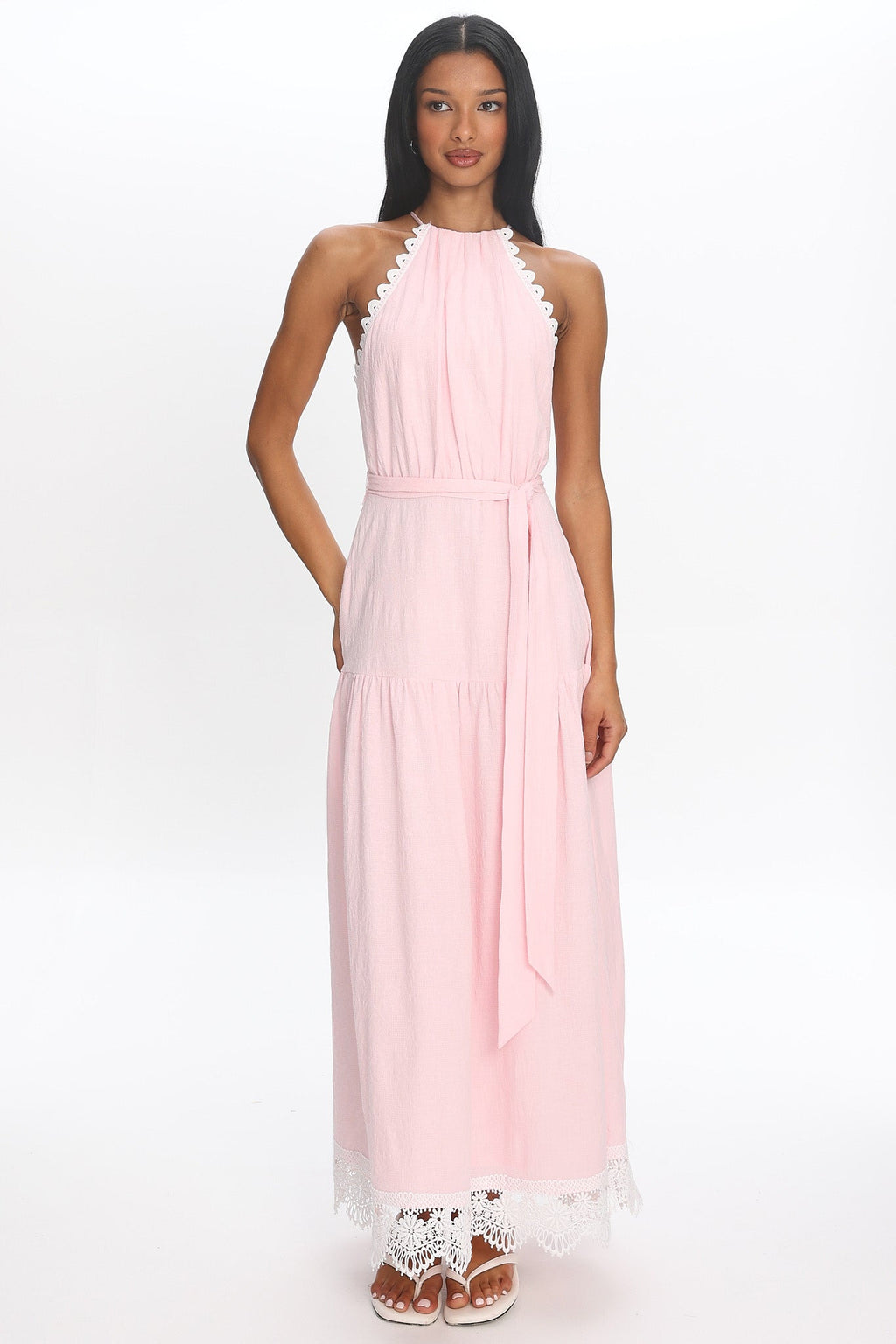 Promise Keeper Crochet Trim Maxi Dress Blush Pink