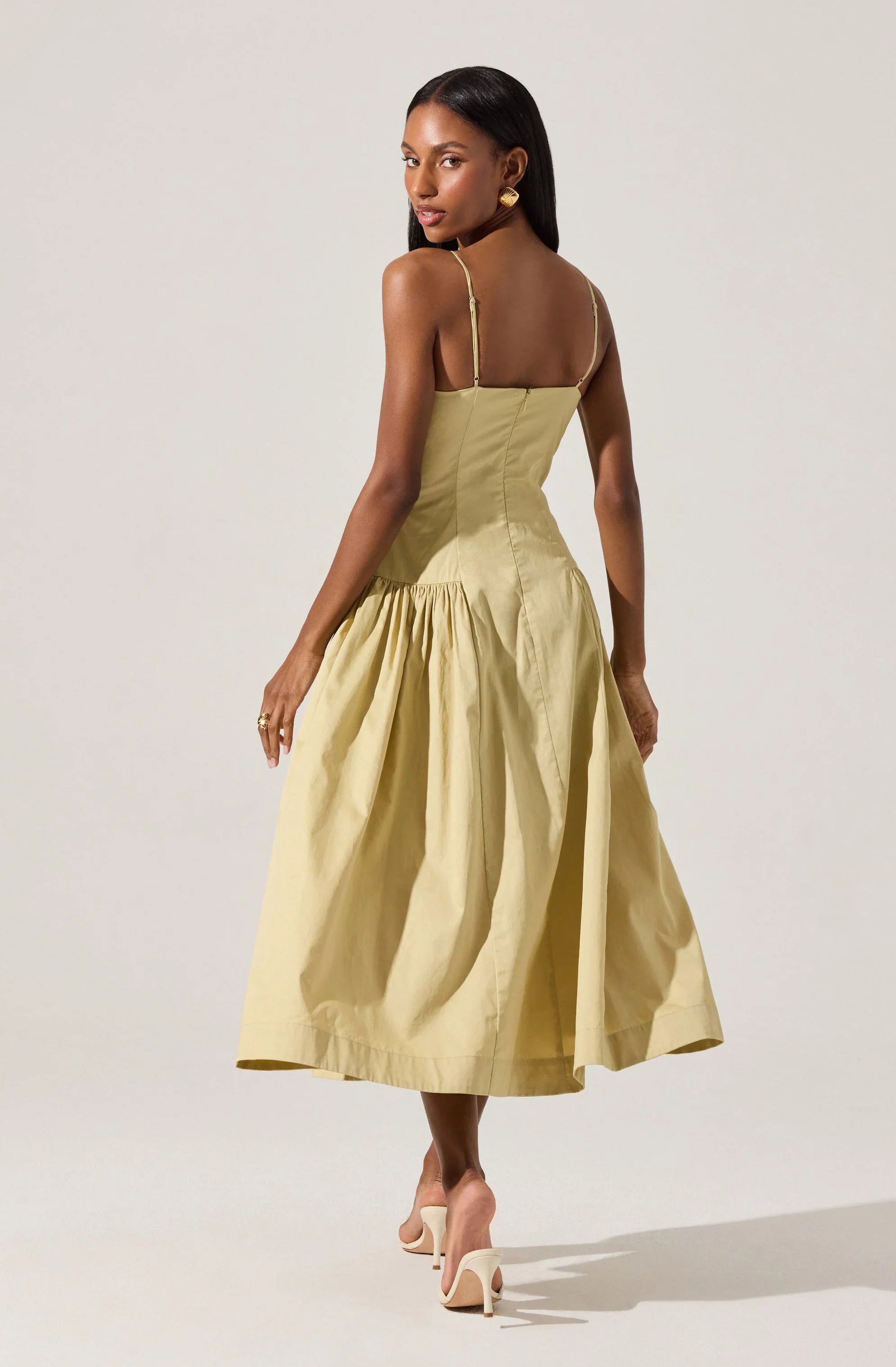 Lbruh High Square Neck Midi Dress