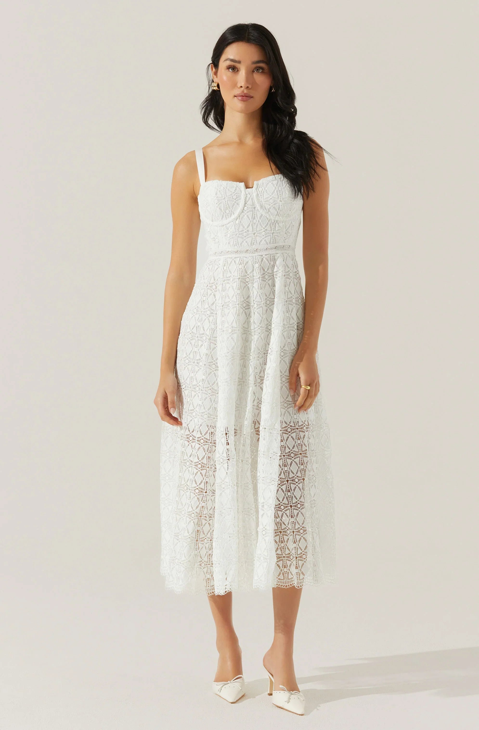 Lbruh Tenna Floral Lace Bustier Midi Dress