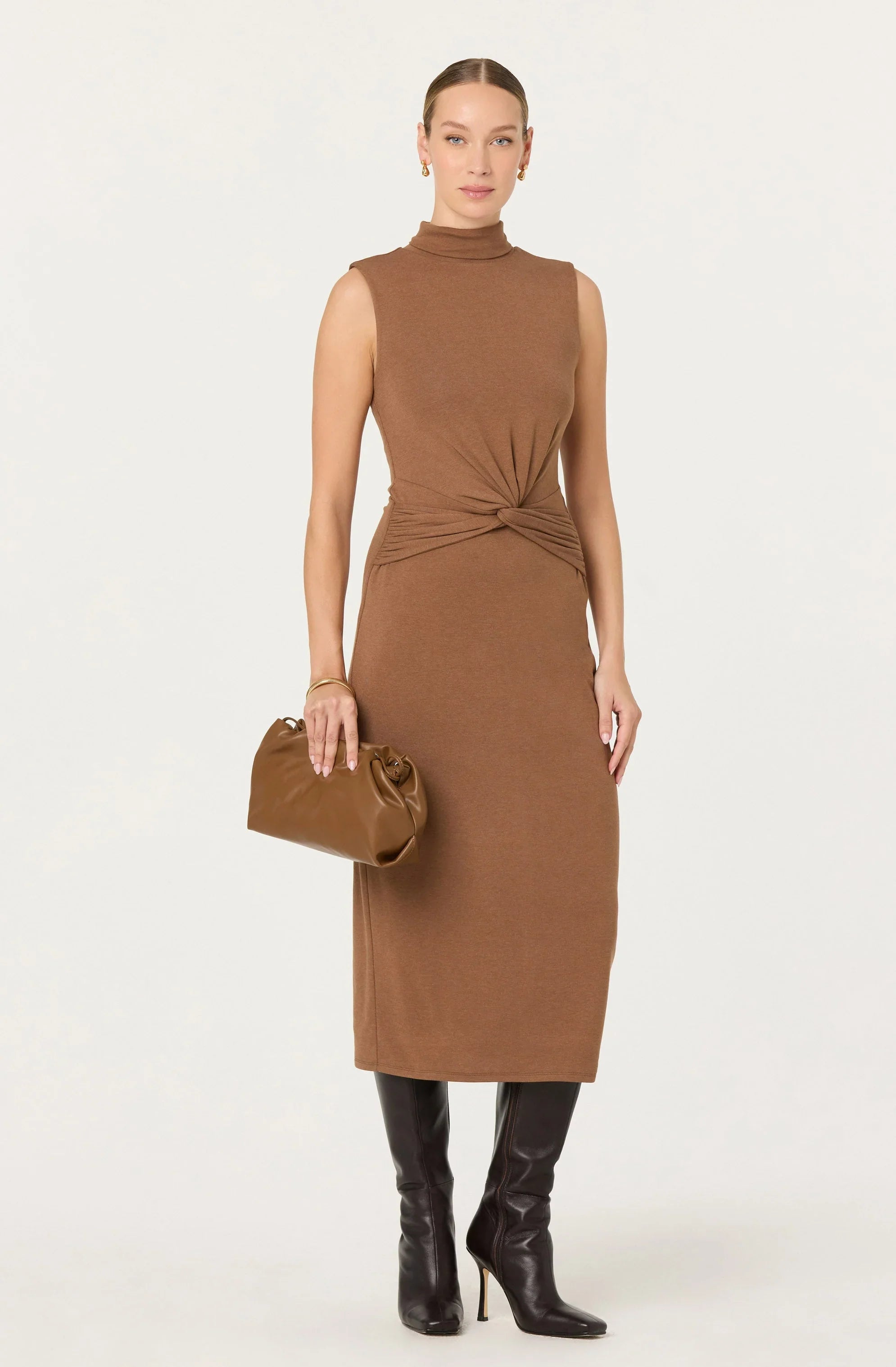 Lbruh Riana Turtleneck Twist Front Maxi Dress