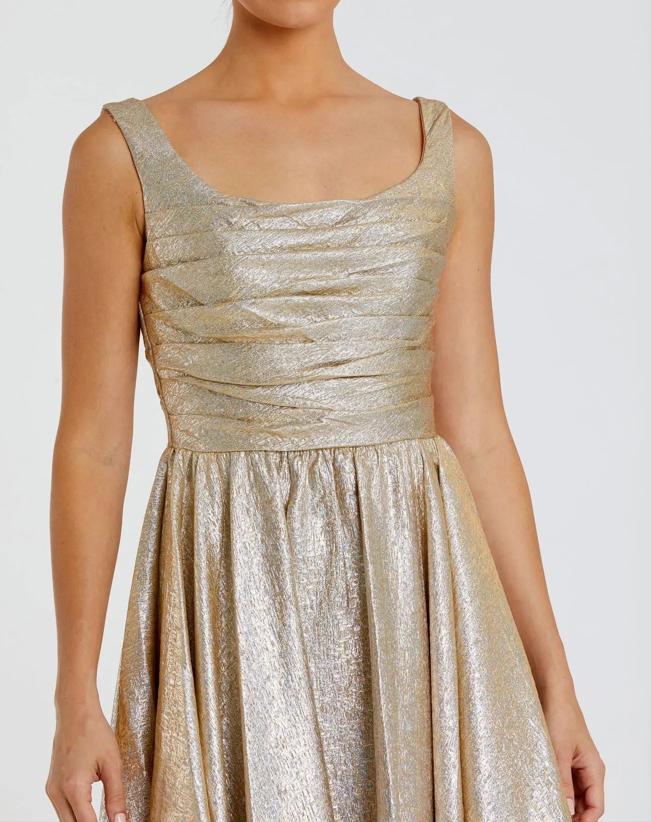 Gold Metallic Pleated Bodice Ball Gown