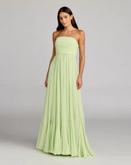 Strapless Chiffon Gown With Braided Belt