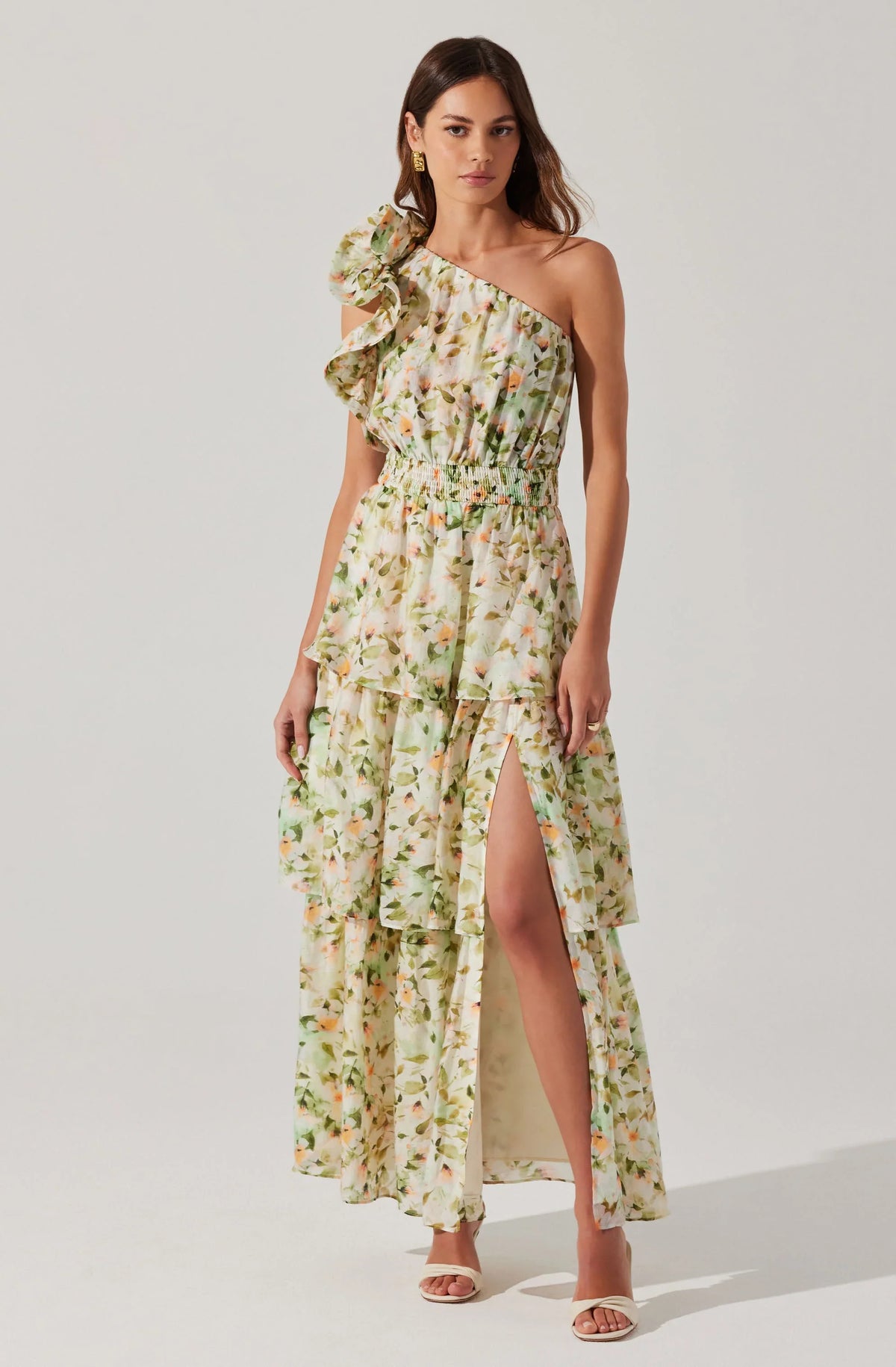 Lbruh Imelda One Shoulder Floral Maxi Dress