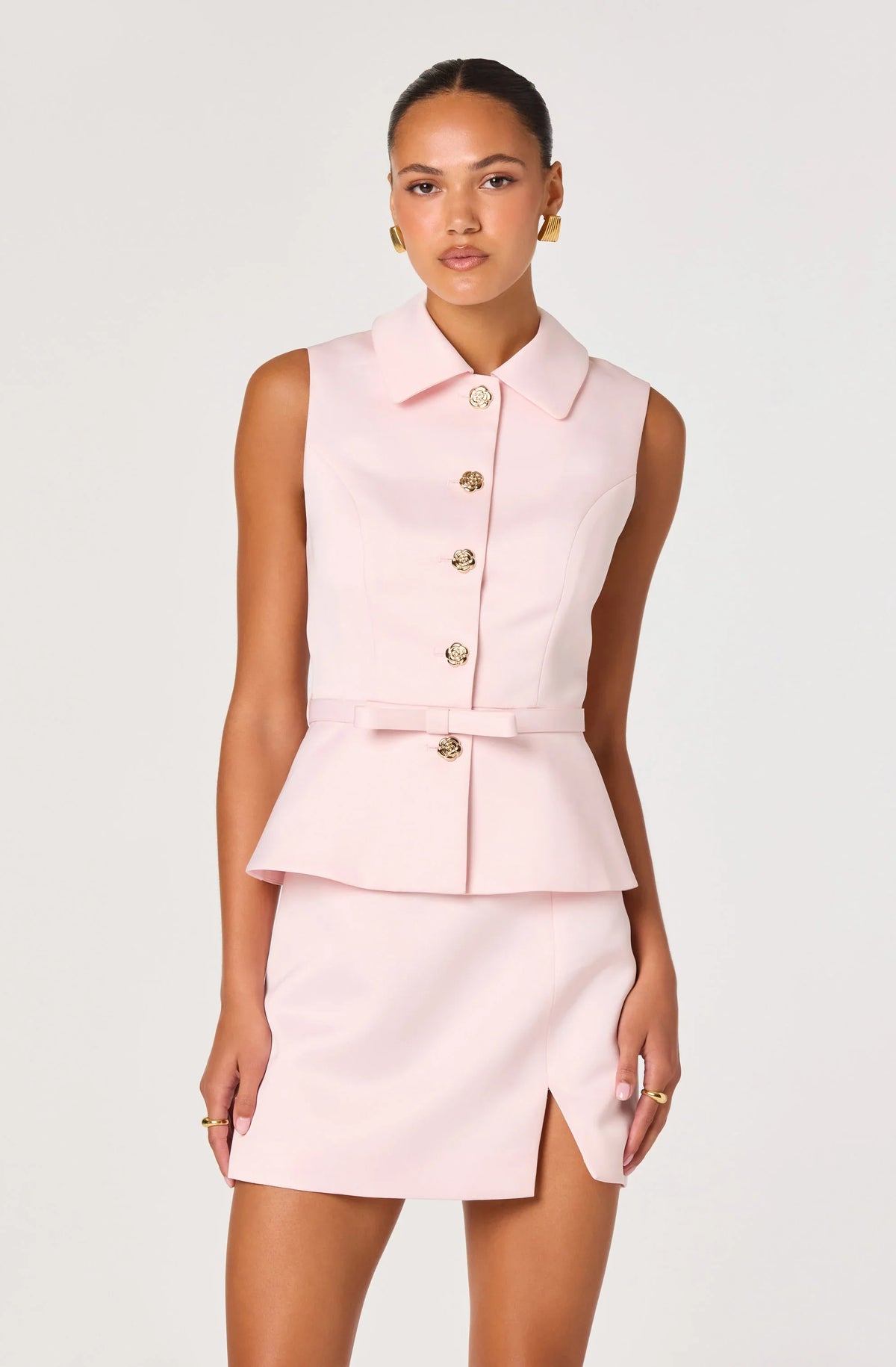 Inixyf Jamia Peplum Button-Front Mini Dress