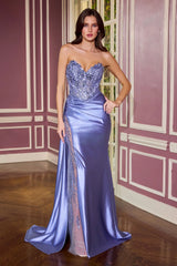 Evans Gown - Beaded Satin Evening Dress