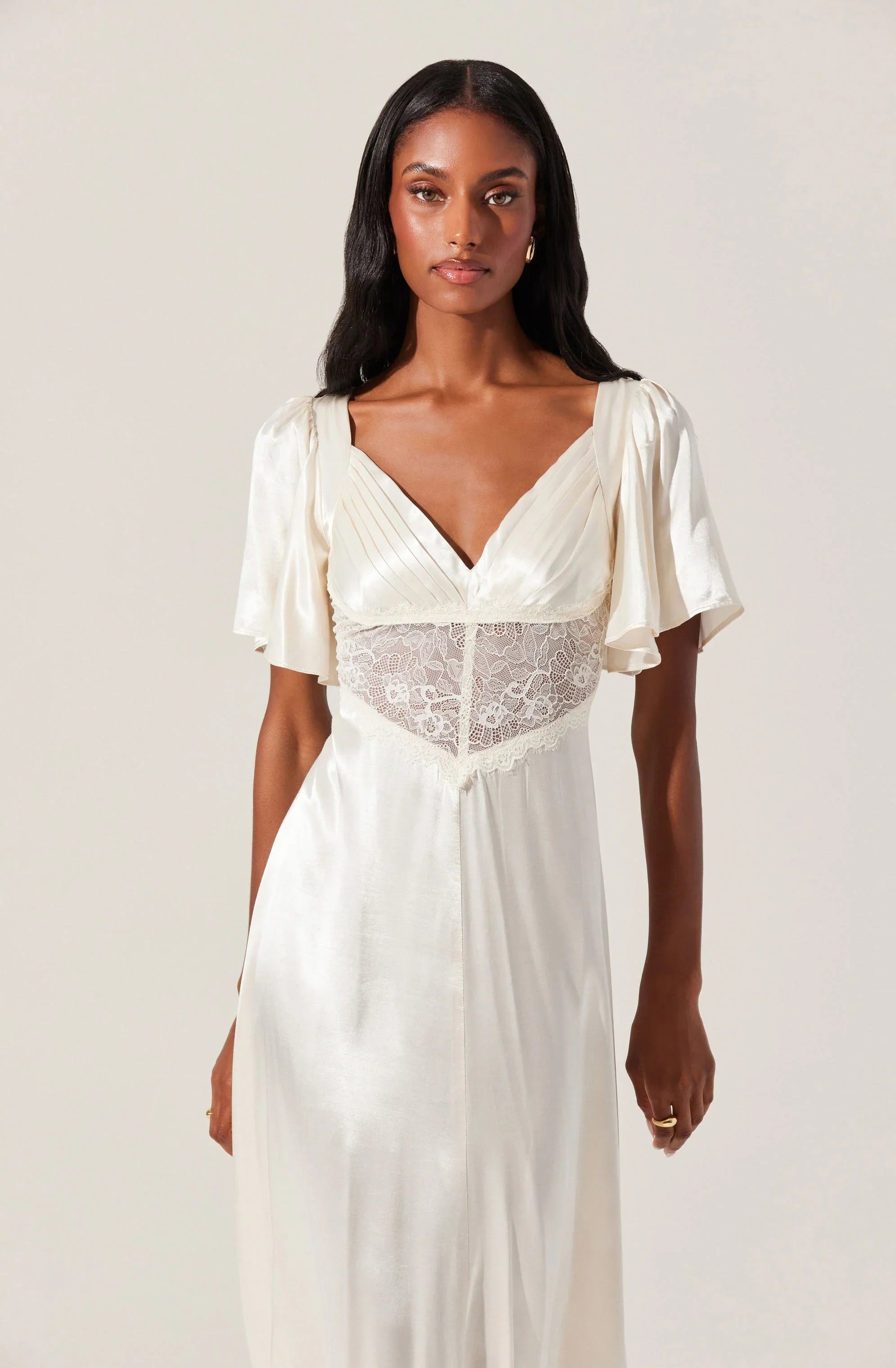 Lbruh Aurelia Satin V-Neck Midi Dress