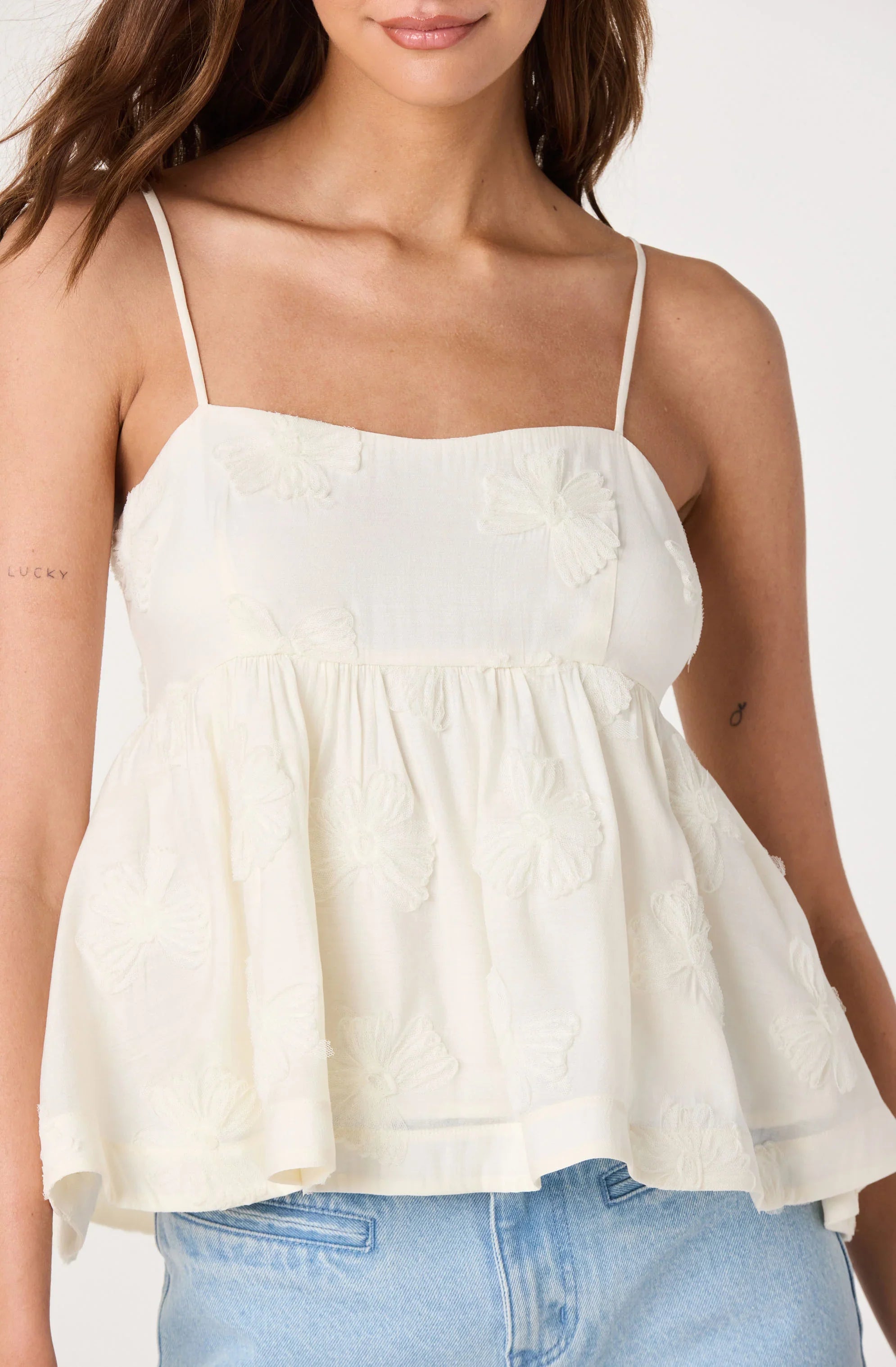 Inixyf Zoe Floral Applique Babydoll Top