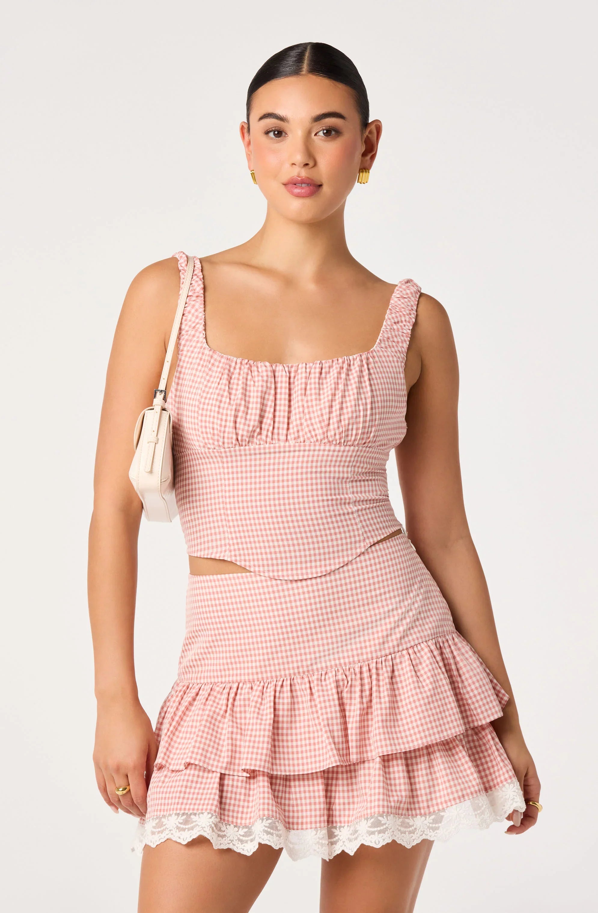 Inixyf Penny Gingham Bustier Crop Top