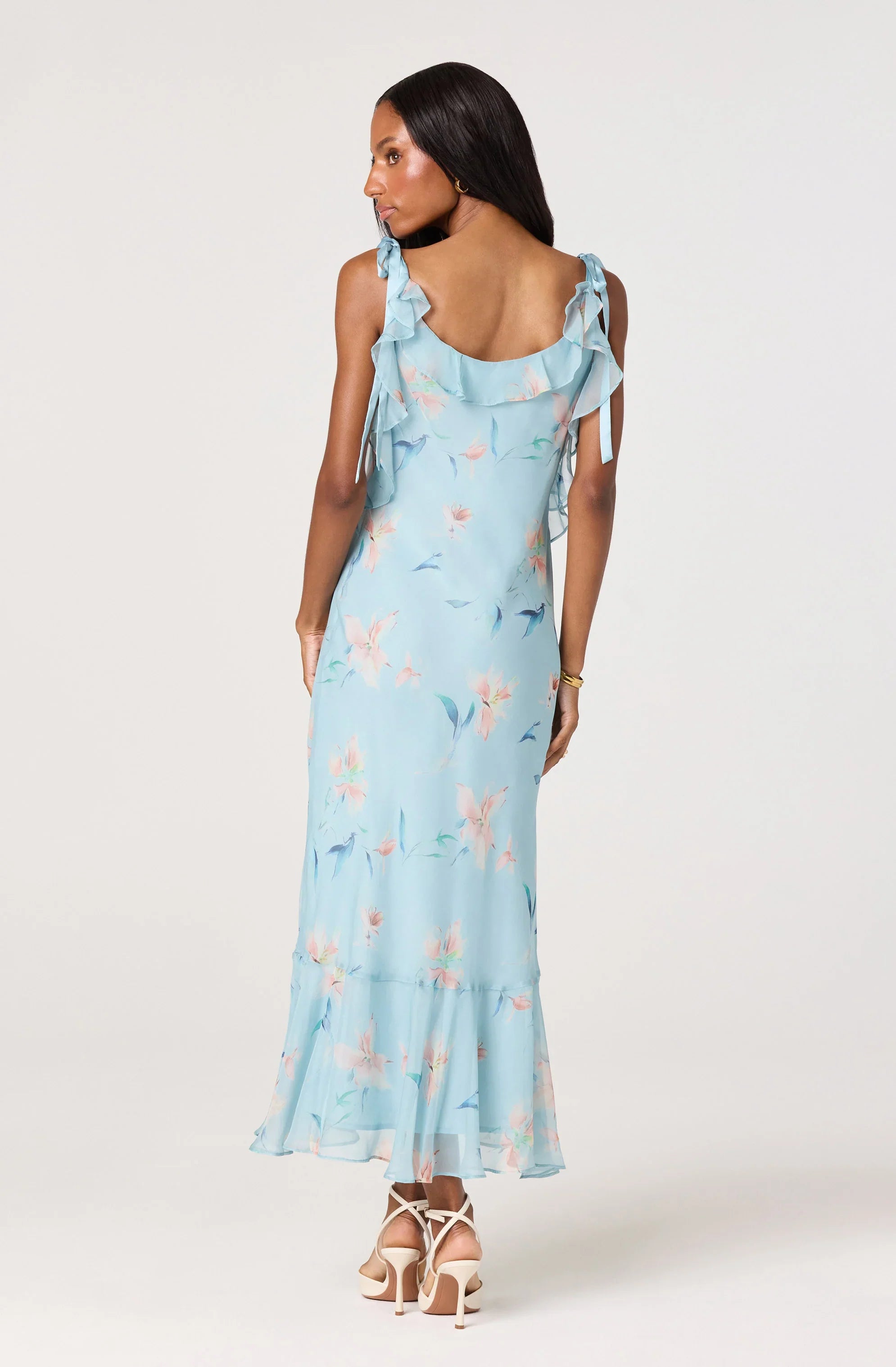 Inixyf Nissa Floral Ruffle Midi Dress