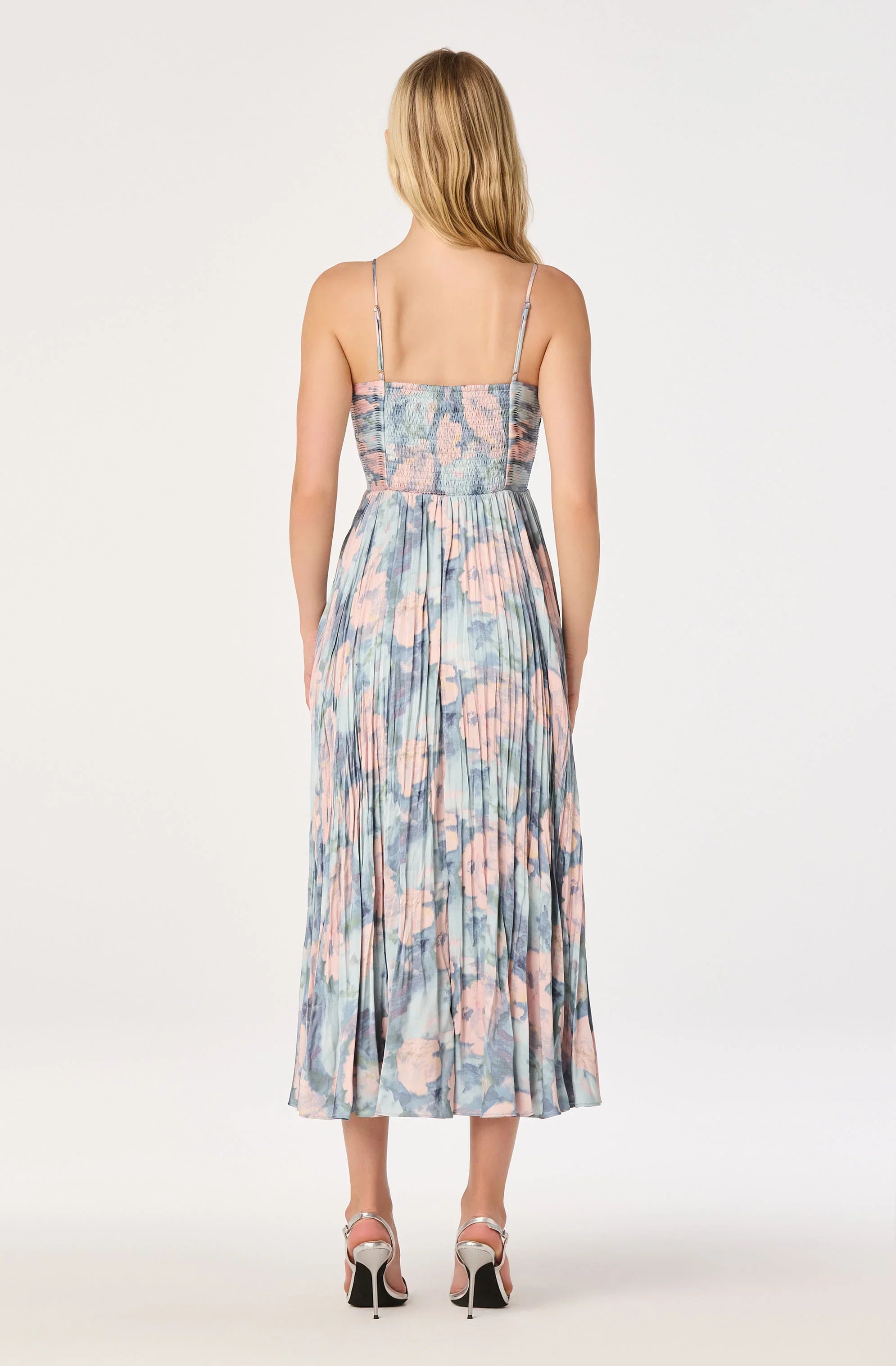 Inixyf Maeve Pleated Satin Midi Dress