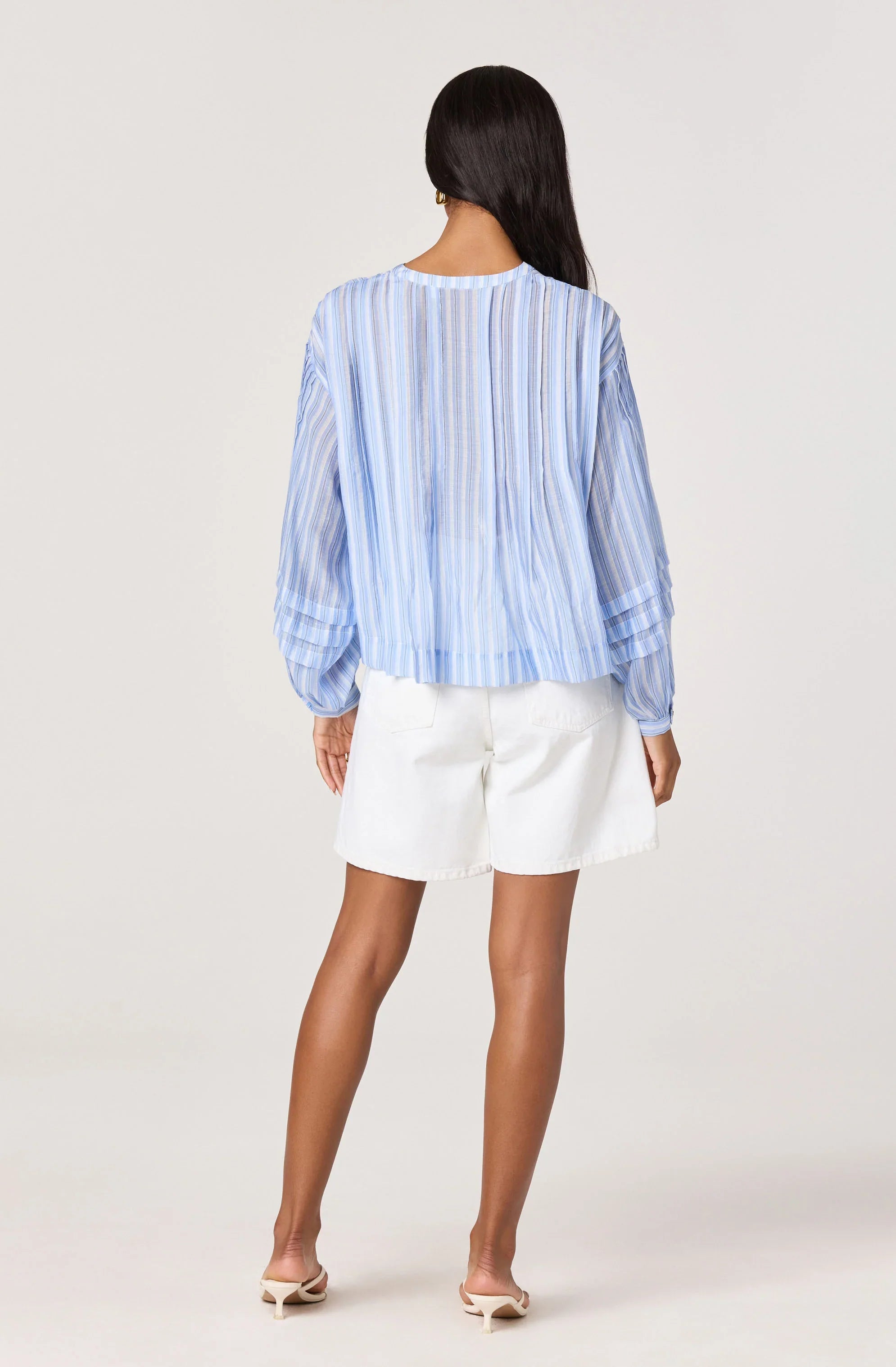 Inixyf Ericka Striped Balloon Sleeve Blouse
