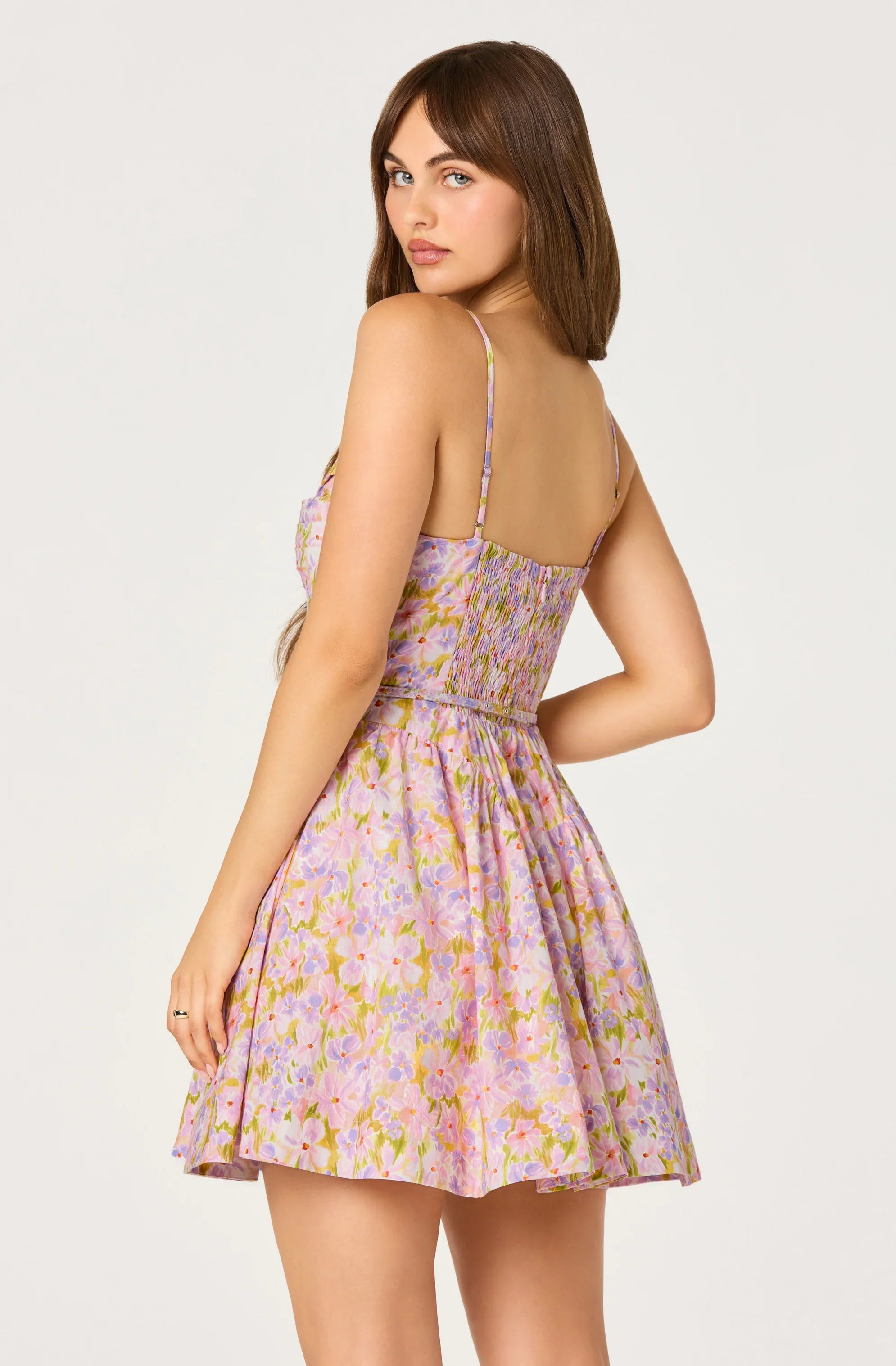 Inixyf Isha Floral Sweetheart Mini Dress with Belt