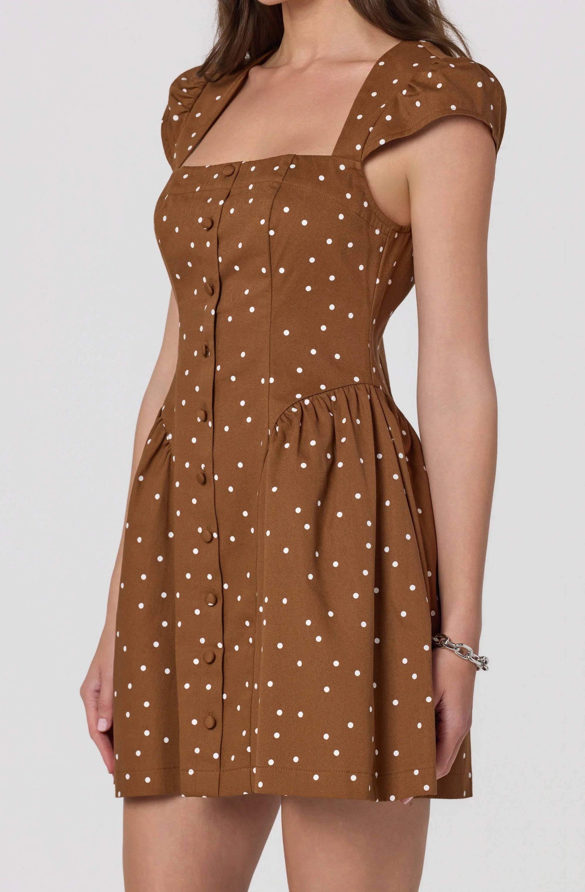 Inixyf Averi Polka Dot Cap Sleeve Mini Dress