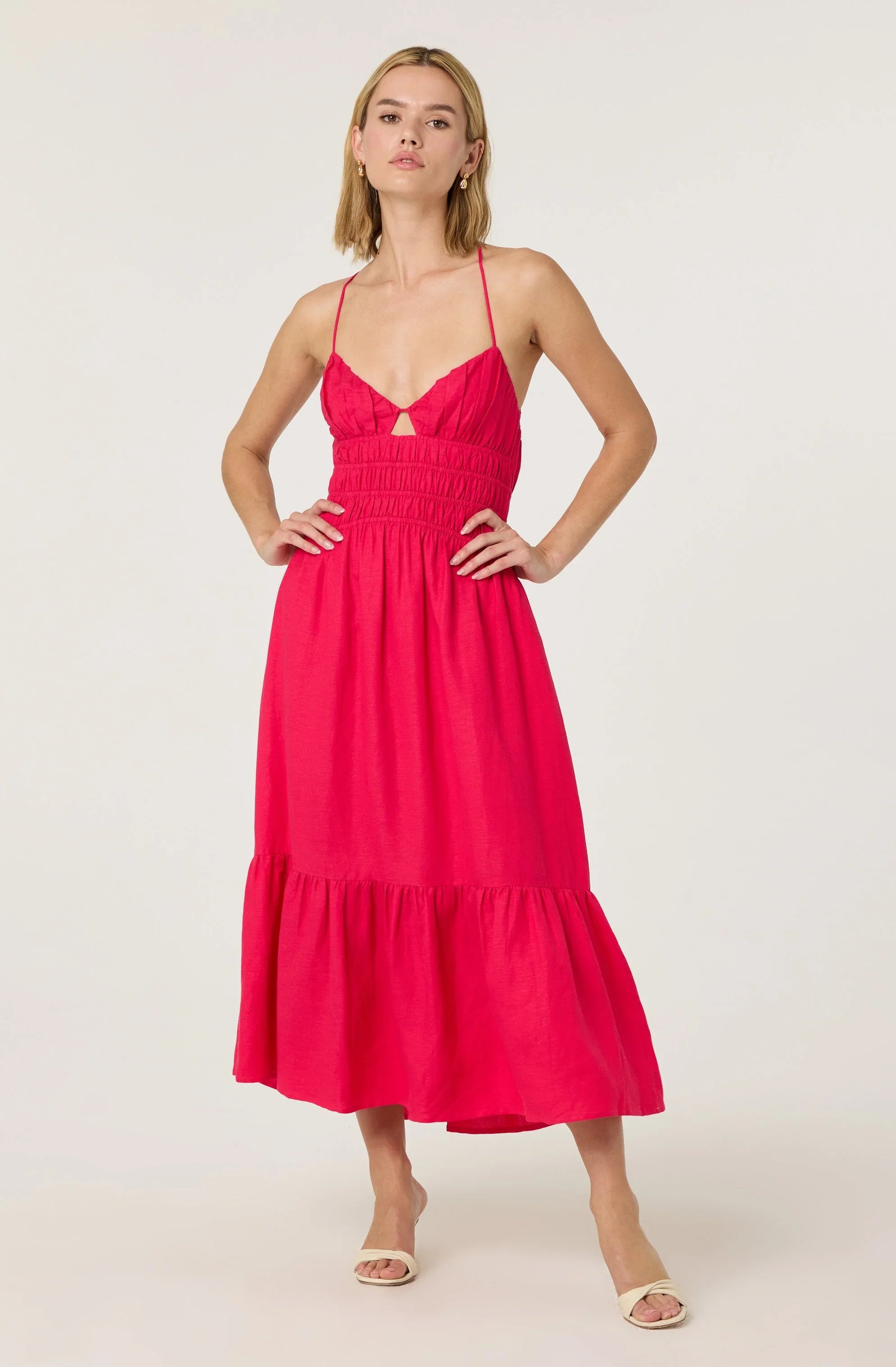Lbruh Eleni Linen-Blend Midi Dress