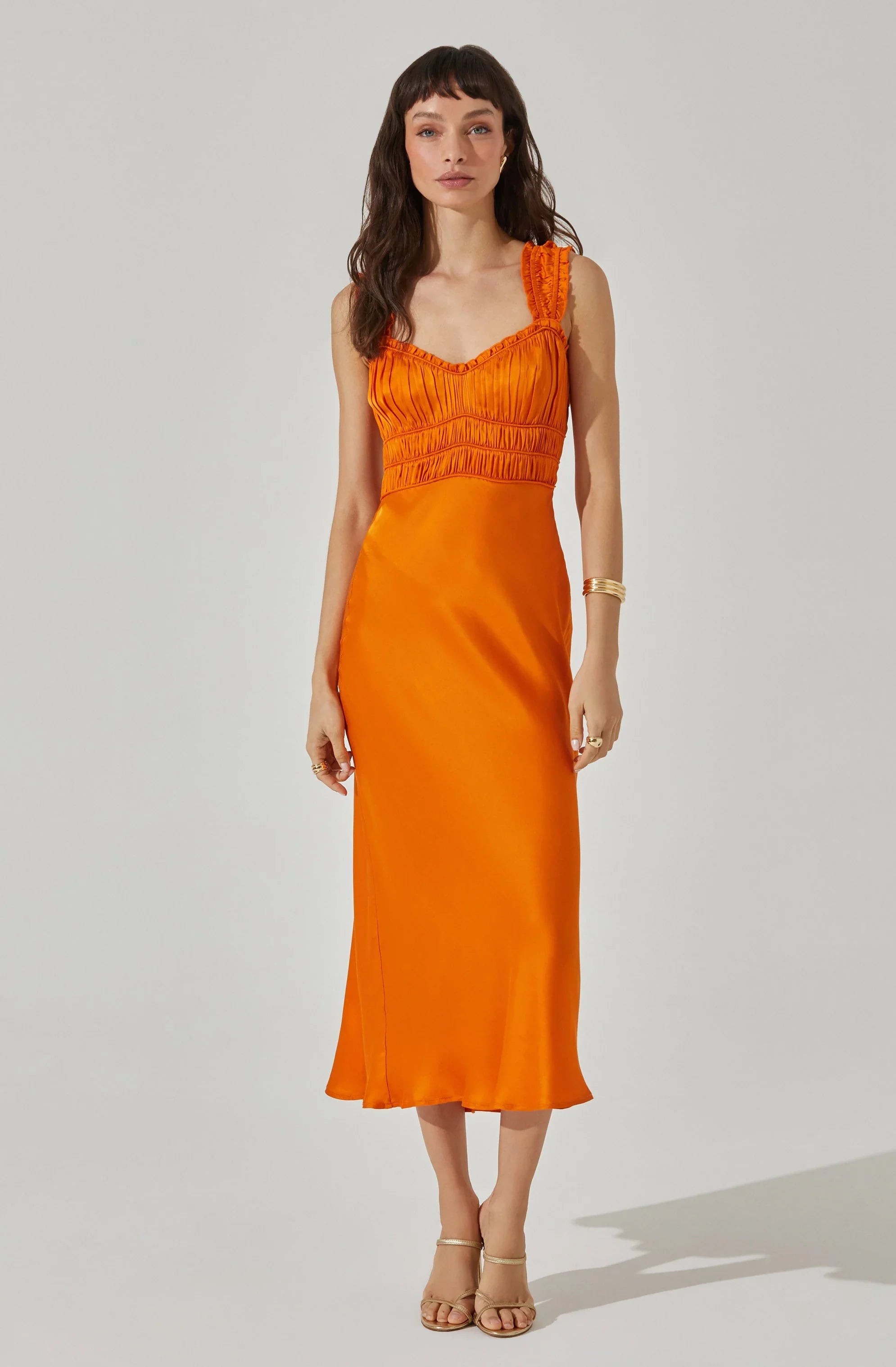 Lbruh Enola Satin Smocked Midi Dress
