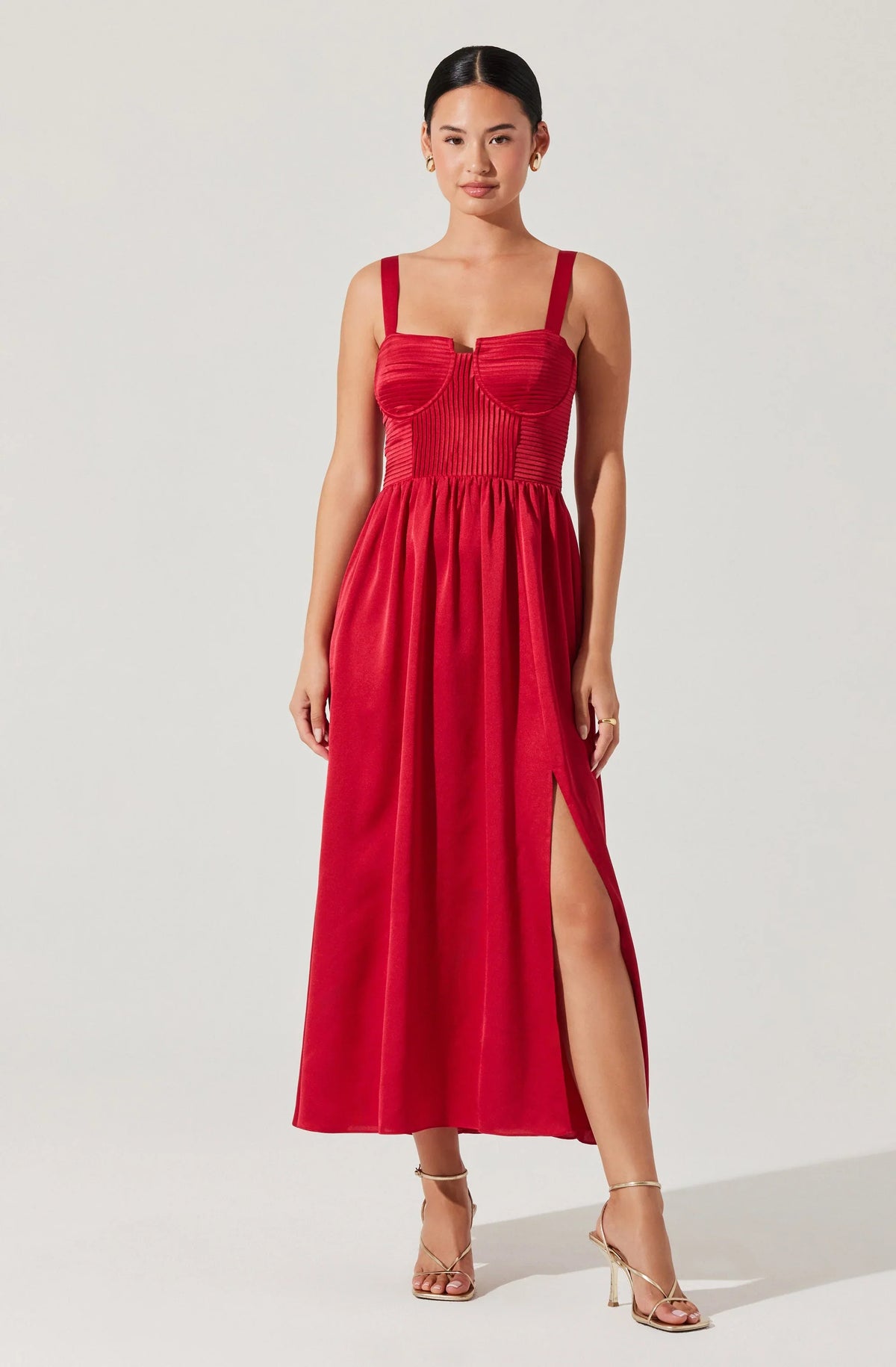 Lbruh Pleated Bustier Midi Dress