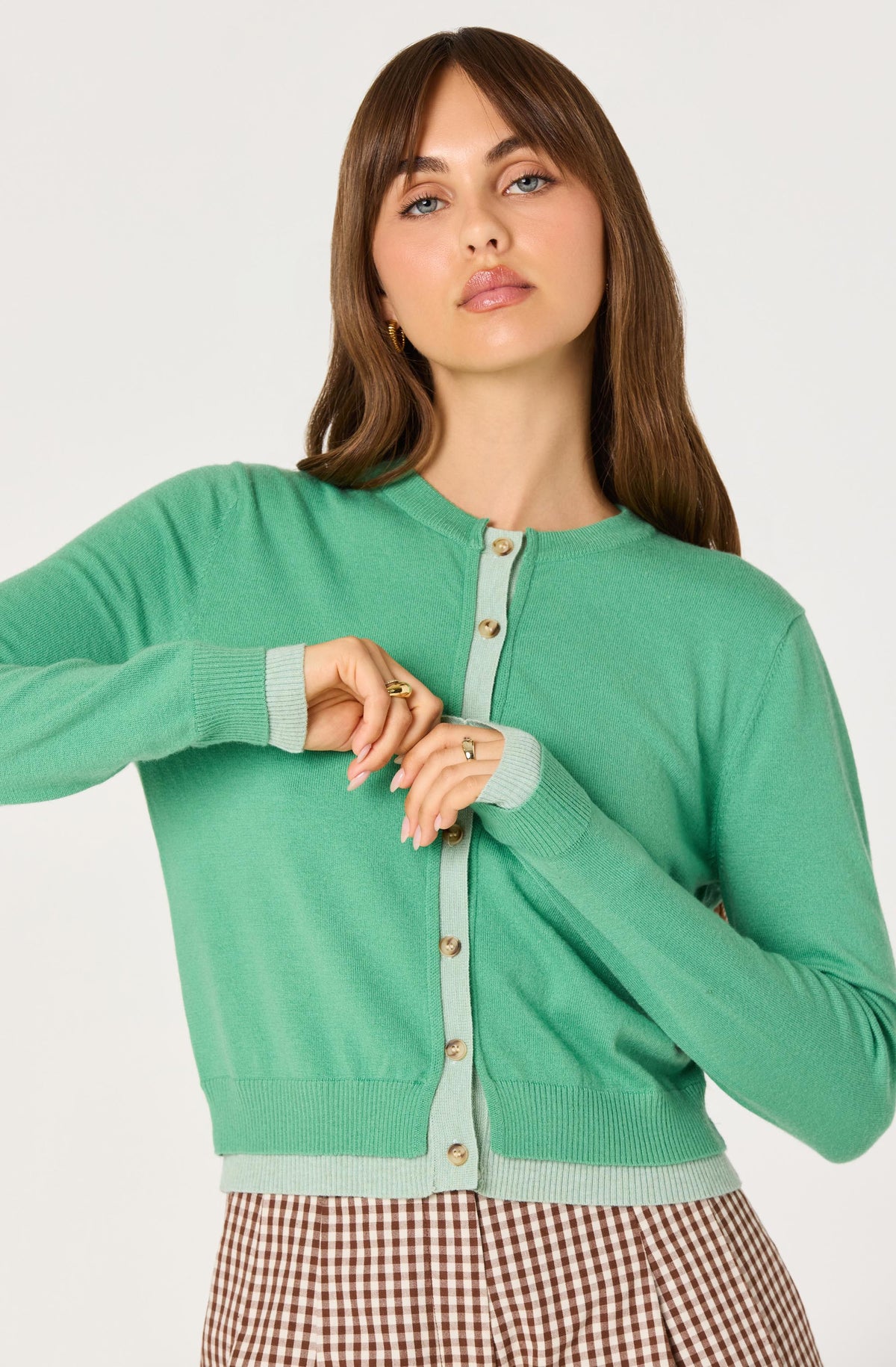 Inixyf Clovis Color Block Faux Layered Cardigan