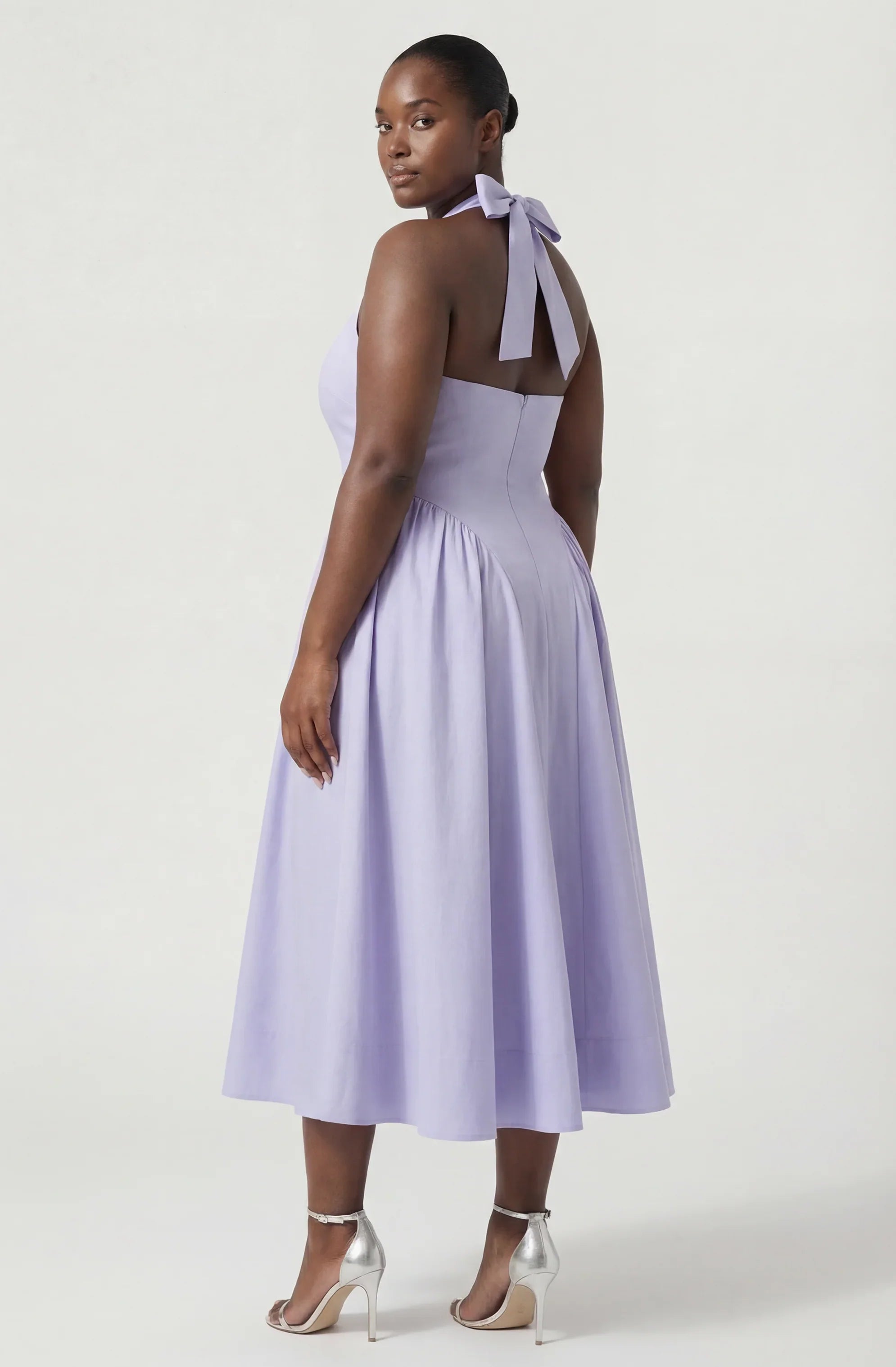 Inixyf Meana Halter Plunge Drop-Waist Midi Dress