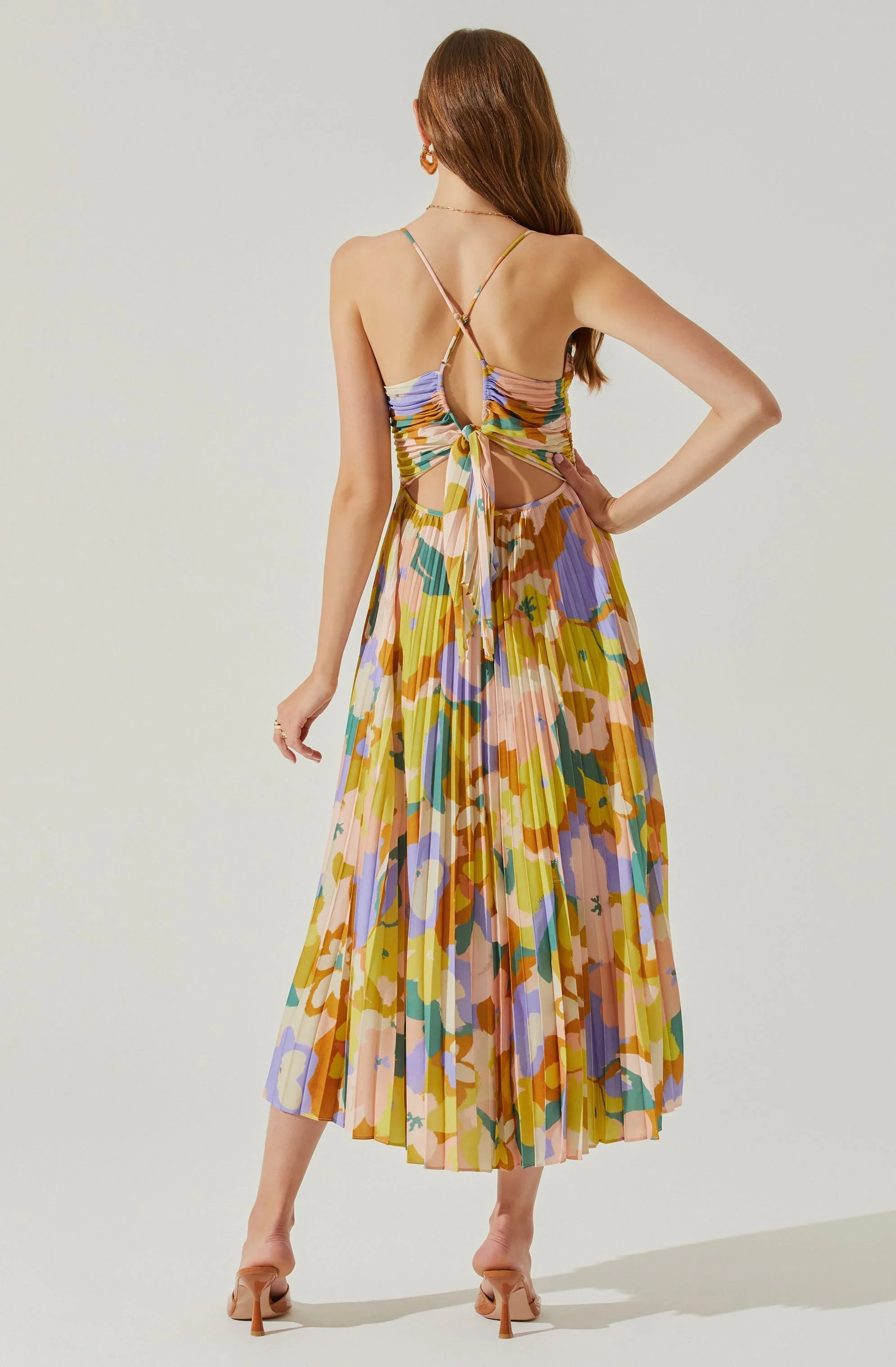 Inixyf Blythe Floral Plisse Midi Dress