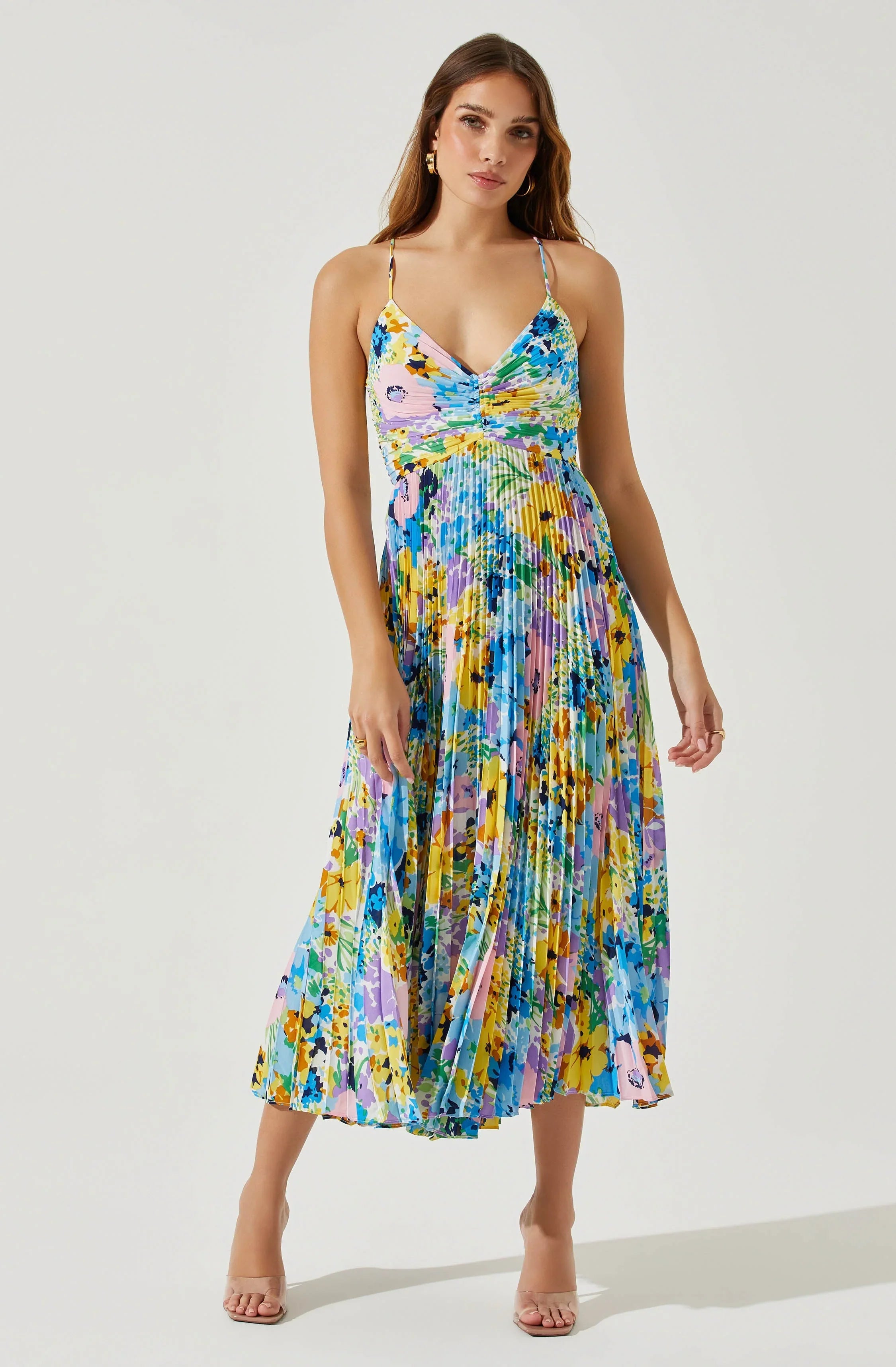 Inixyf Blythe Floral Plisse Midi Dress