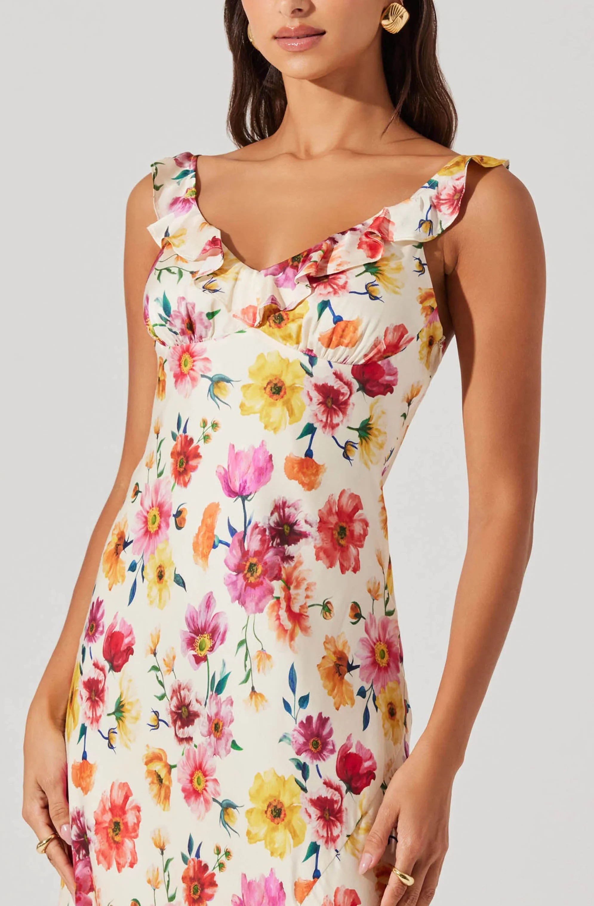 Lbruh Zoie Floral Satin Ruffle Dress