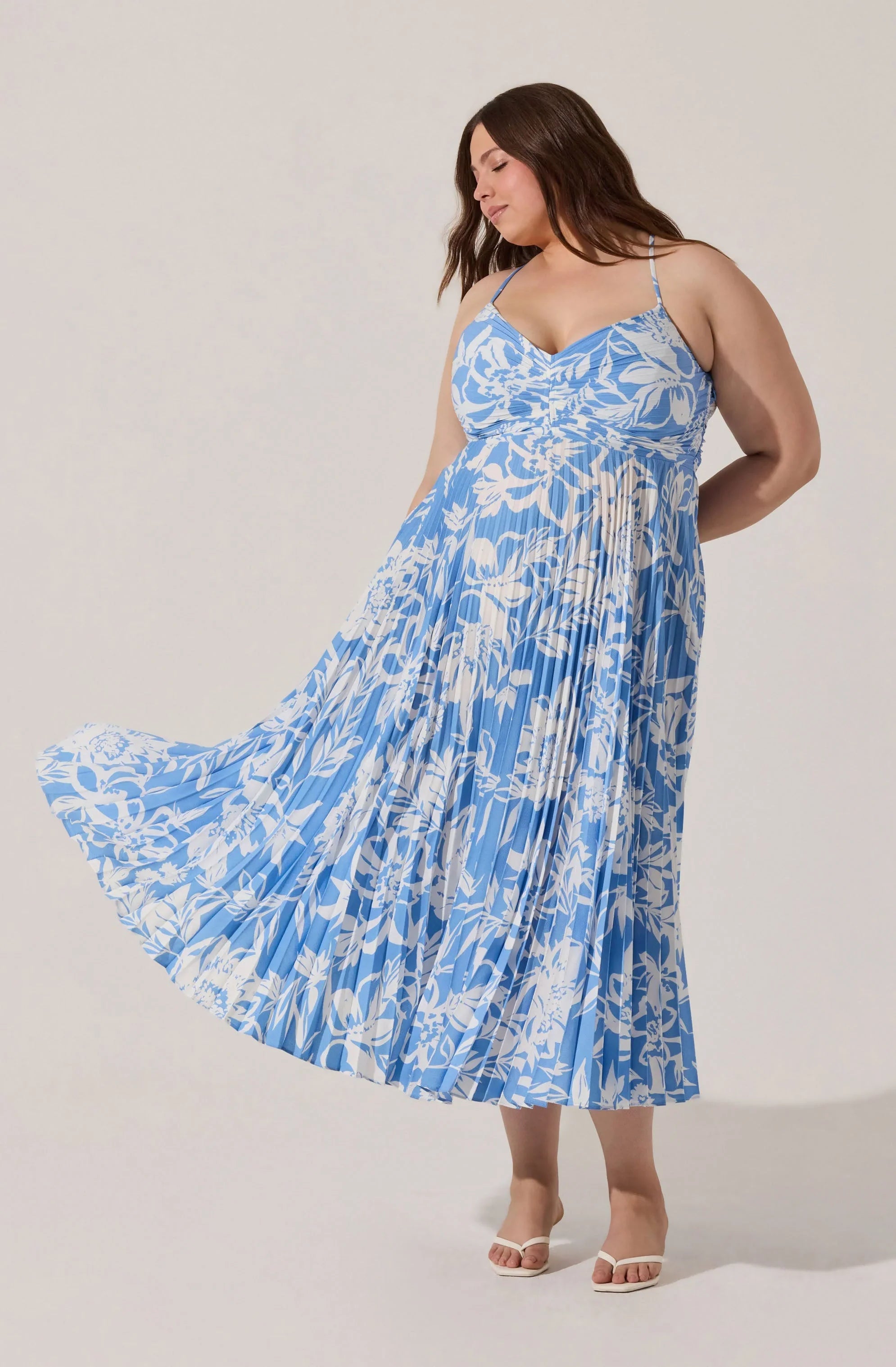 Inixyf Blythe Floral Plisse Midi Dress