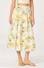 Inixyf Kaleigh Paradise Print Gathered Midi Skirt