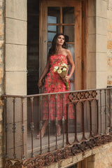 Multicolor Strapless Floral Micro Ruffle Maxi Dress