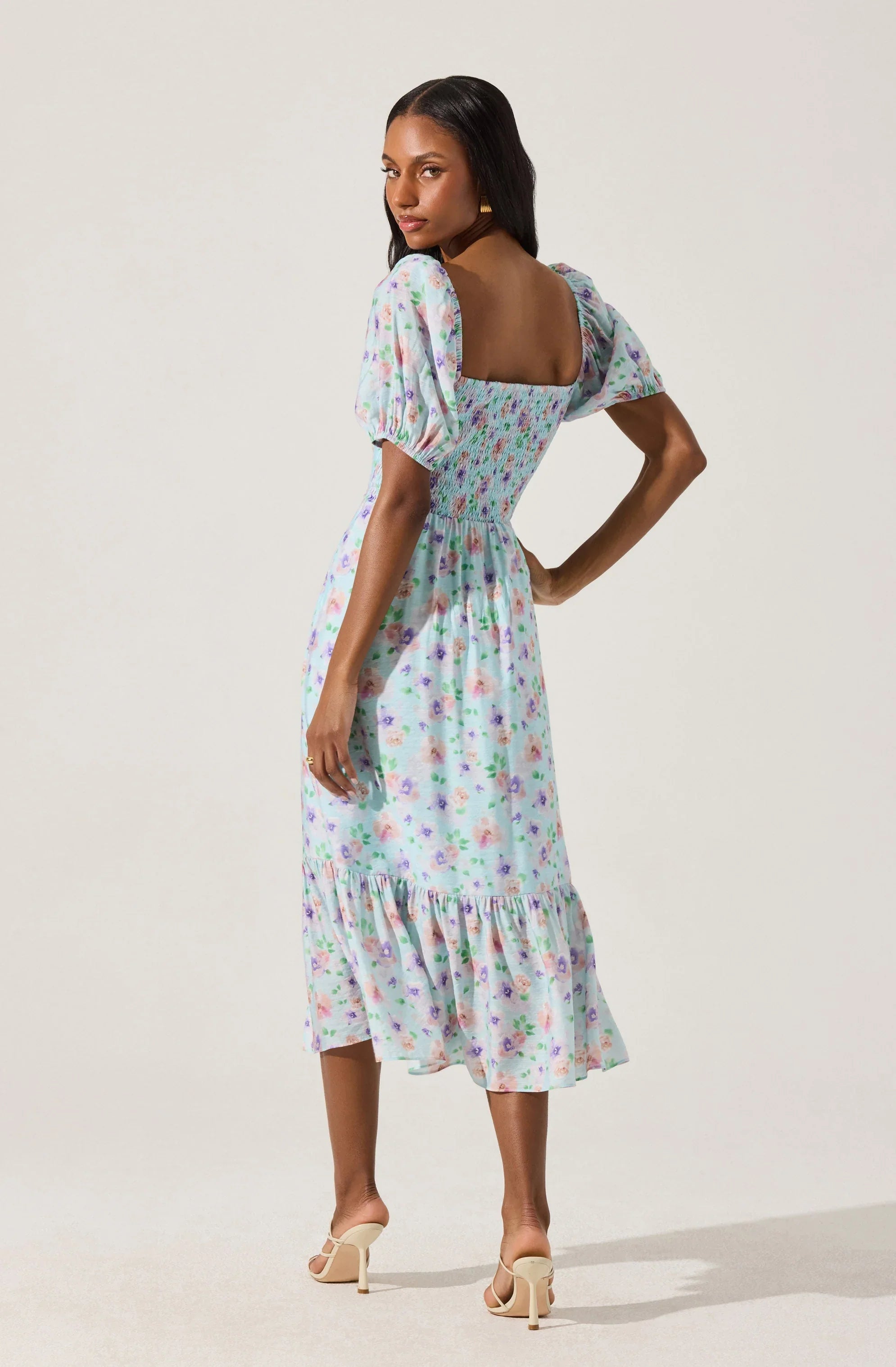 Lbruh Lace Trim Bustier Floral Midi Dress