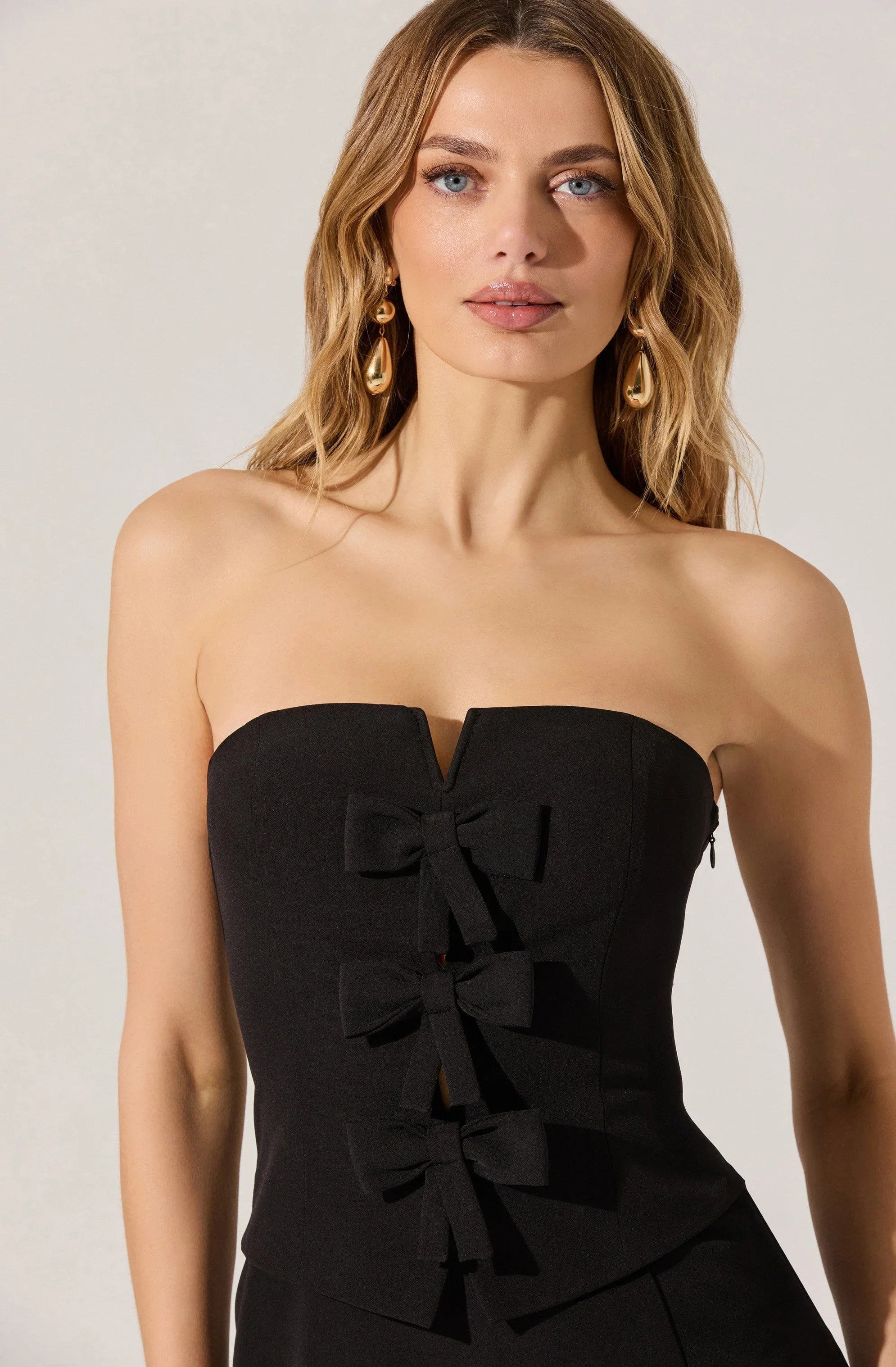 Lbruh Strapless Layered Bow Mini Dress