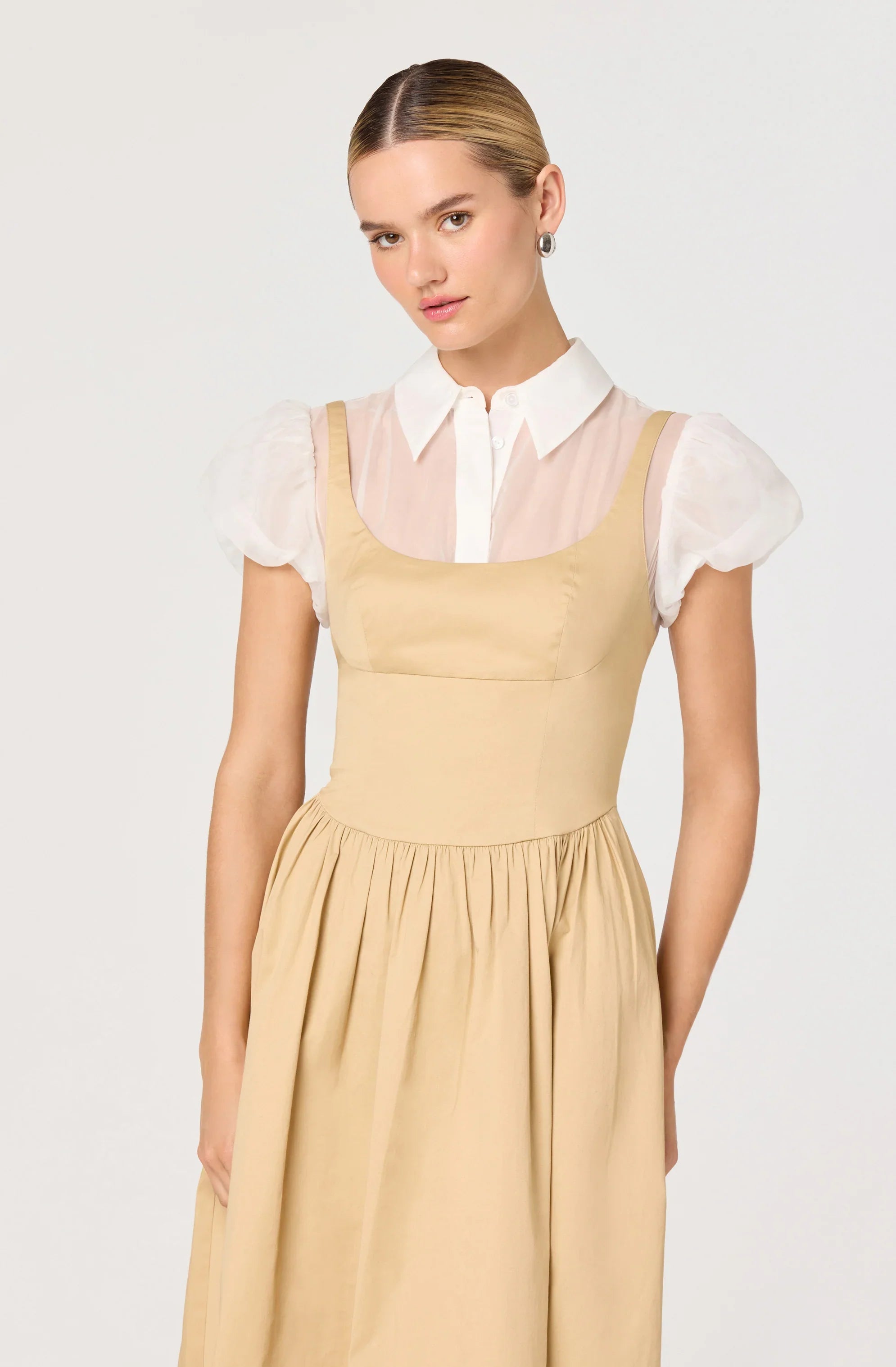 Lbruh Carrington Mixed Media Layered Midi Dress