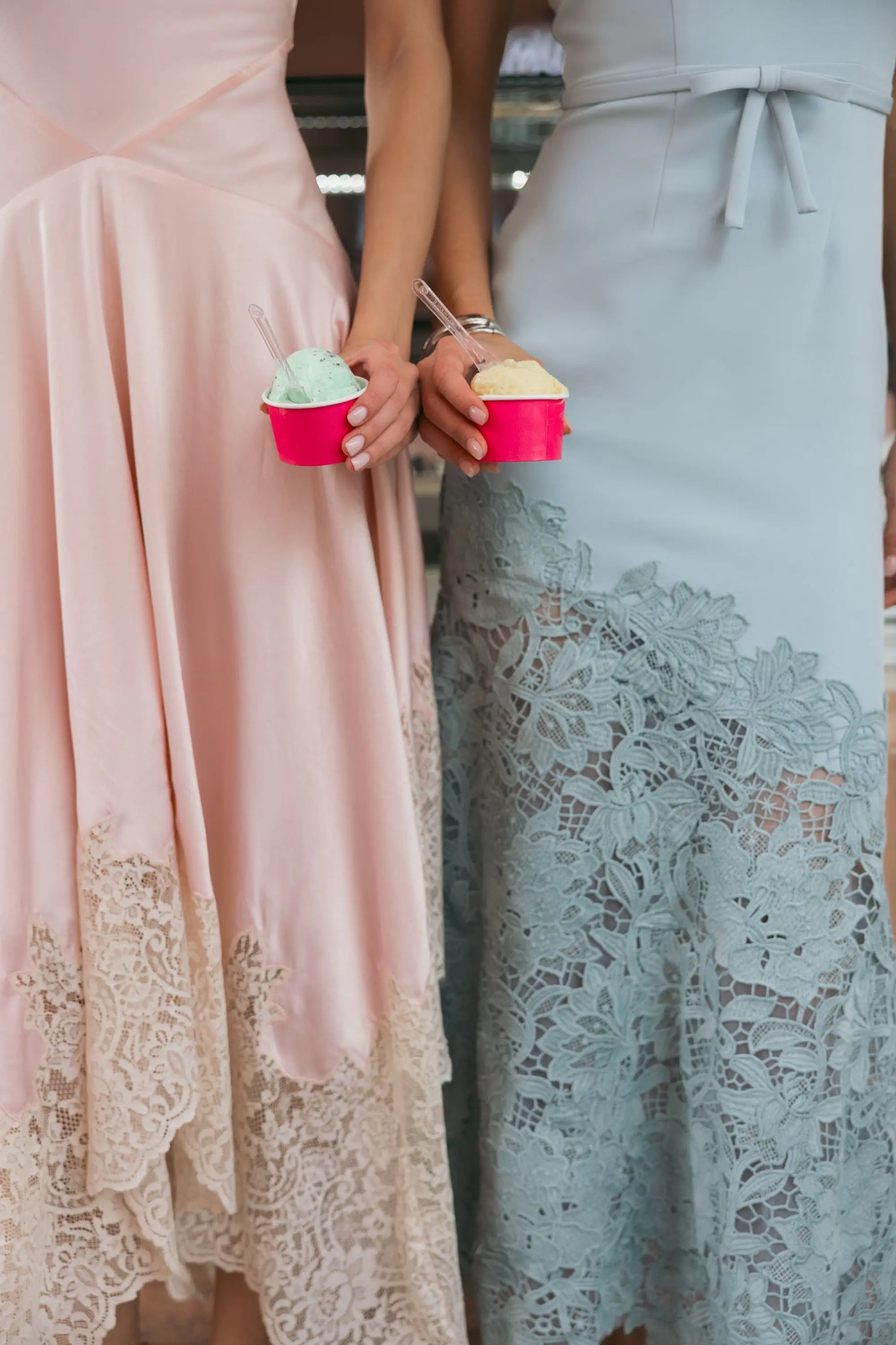 Blue Embroidered Hem Sleeveless Midi Dress with Bow
