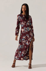 Lbruh Elyse Satin Floral Midi Dress