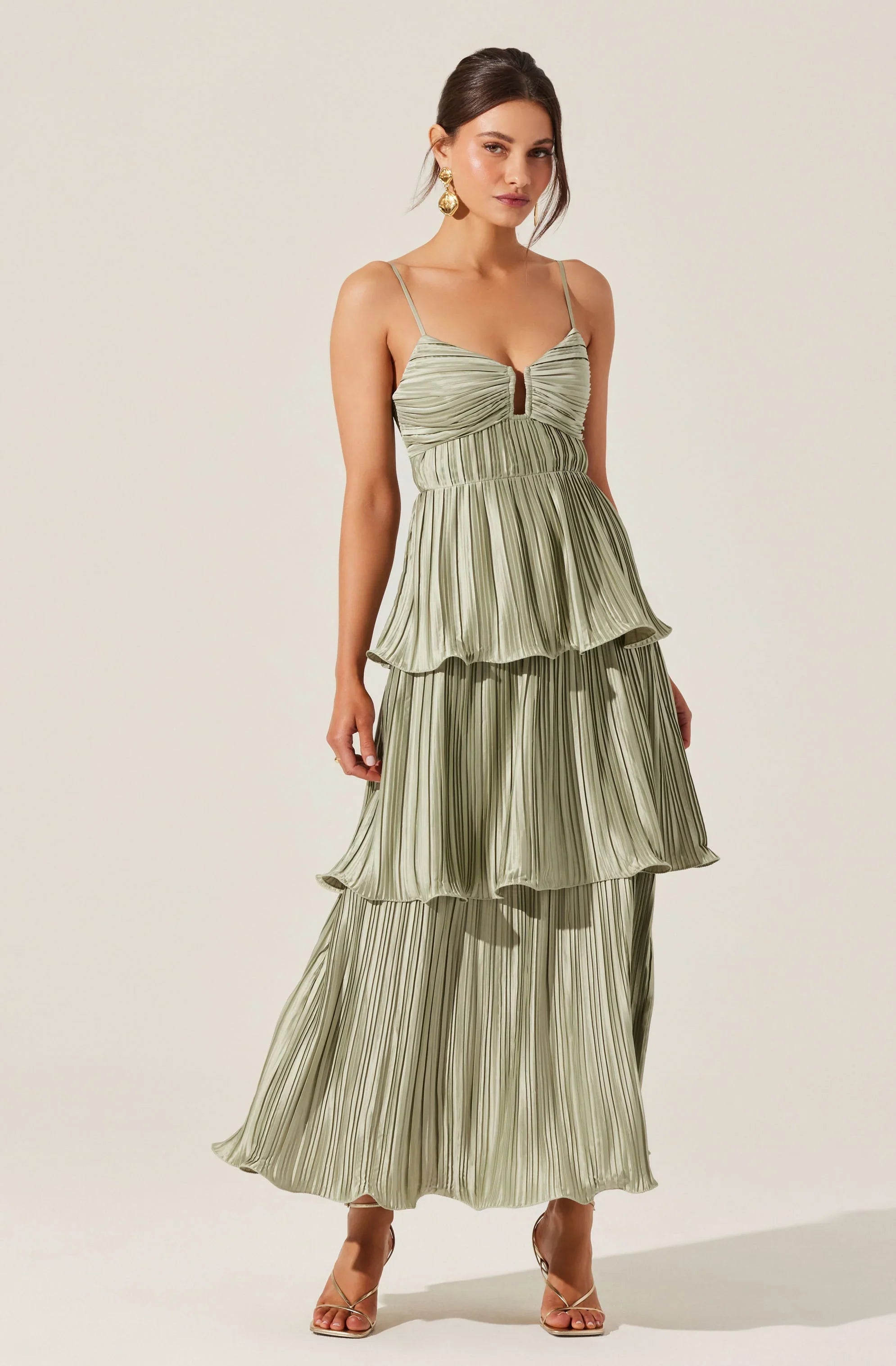 Inixyf Lupin Pleated Tiered Maxi Dress