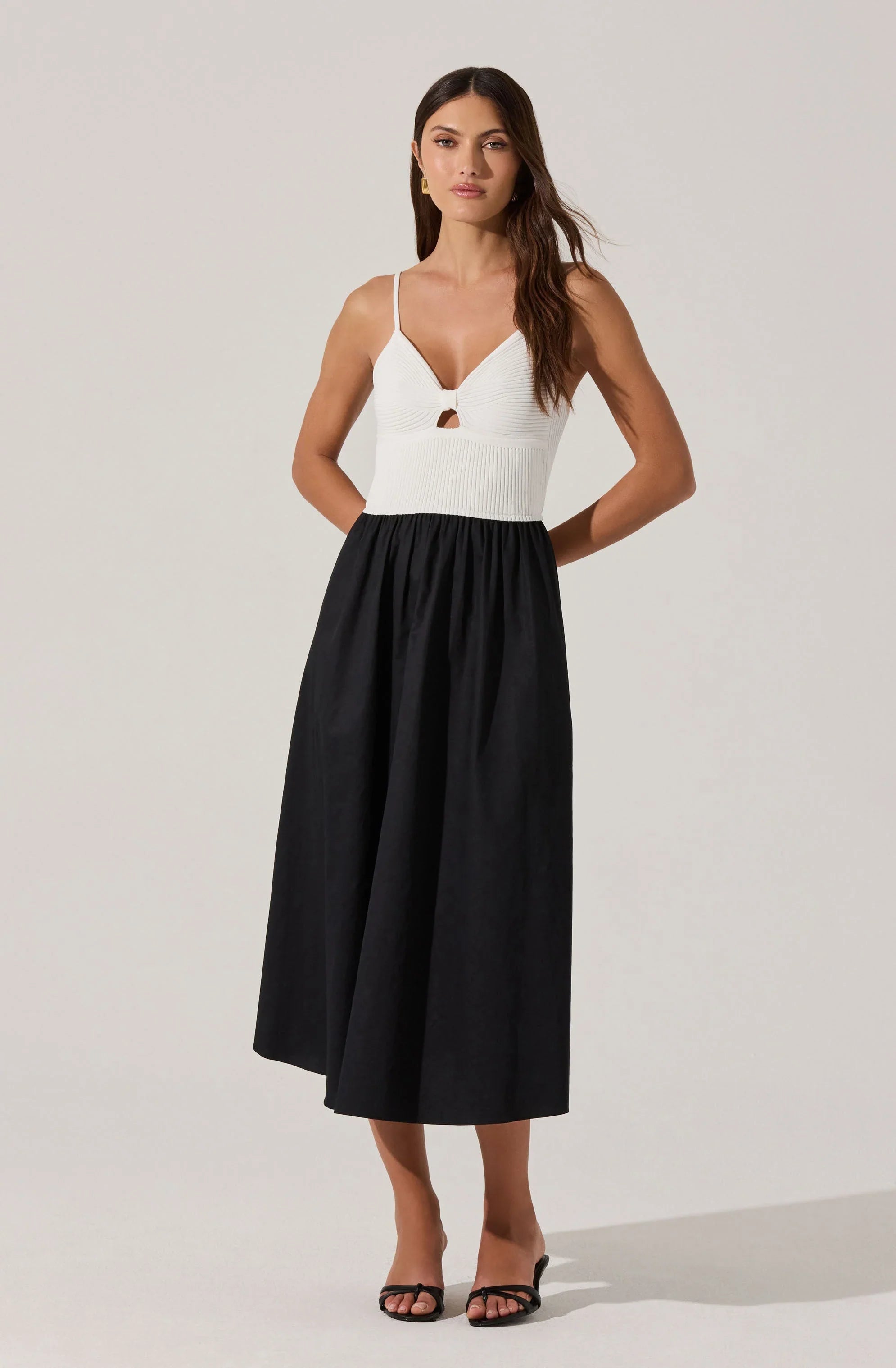 Lbruh Contrast Mixed Media Midi Dress