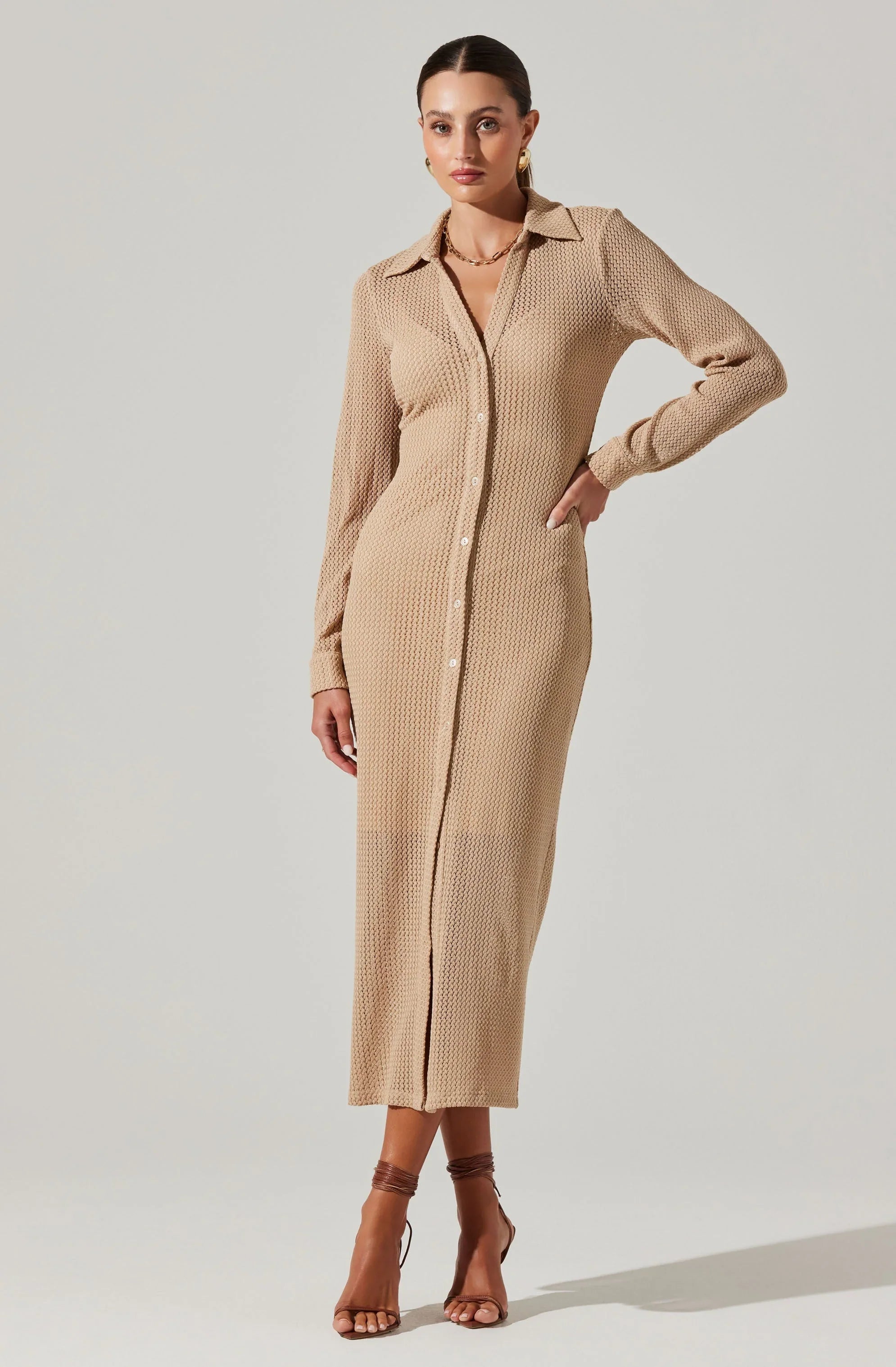 Lbruh Tawna Open Stitch Midi Dress