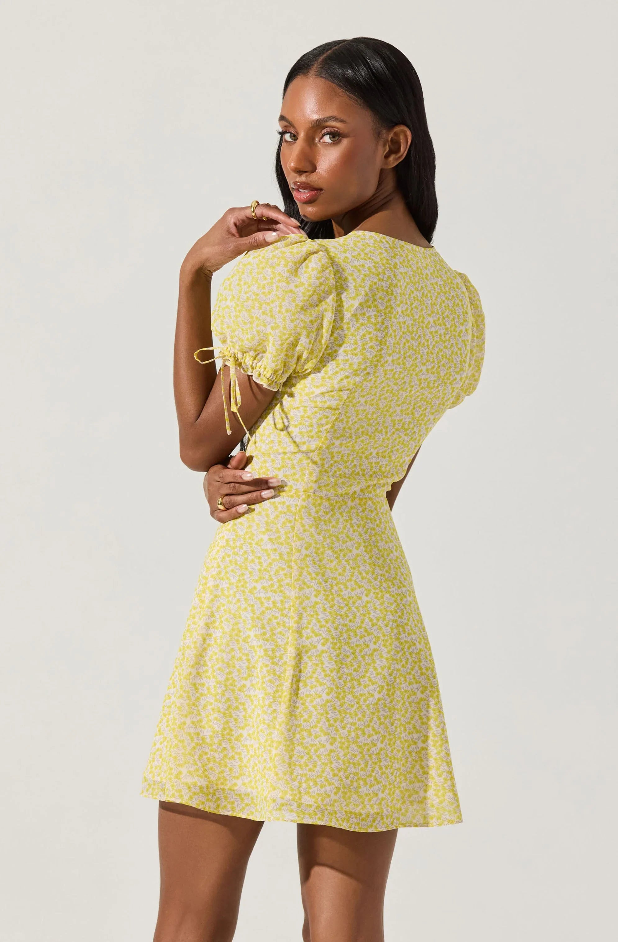Lbruh Floral Puff Sleeve Mini Dress