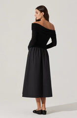 Lbruh Mixed Media Off Shoulder Dress