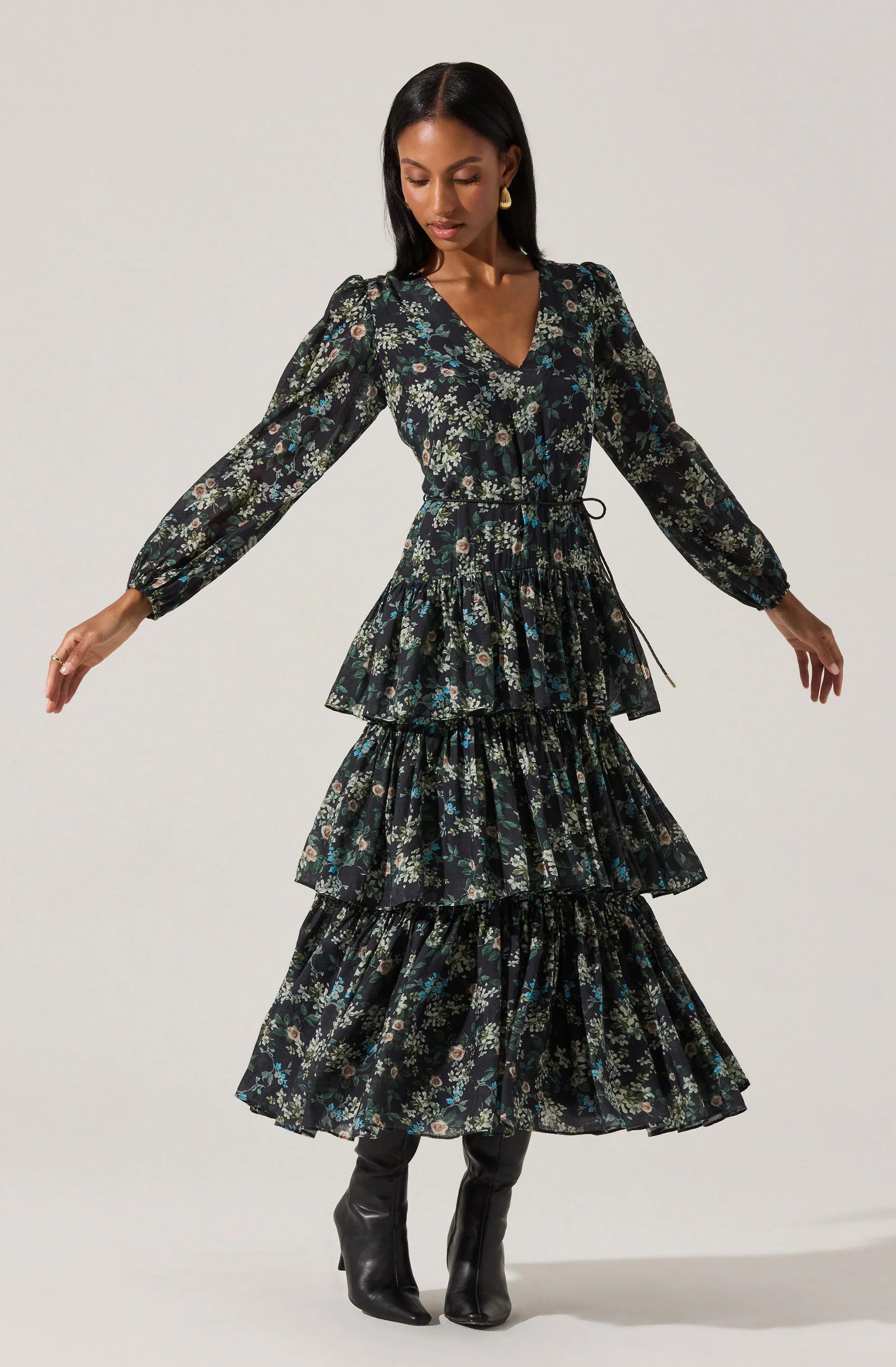 Lbruh Franchesca Tiered Ruffle Floral Maxi Dress