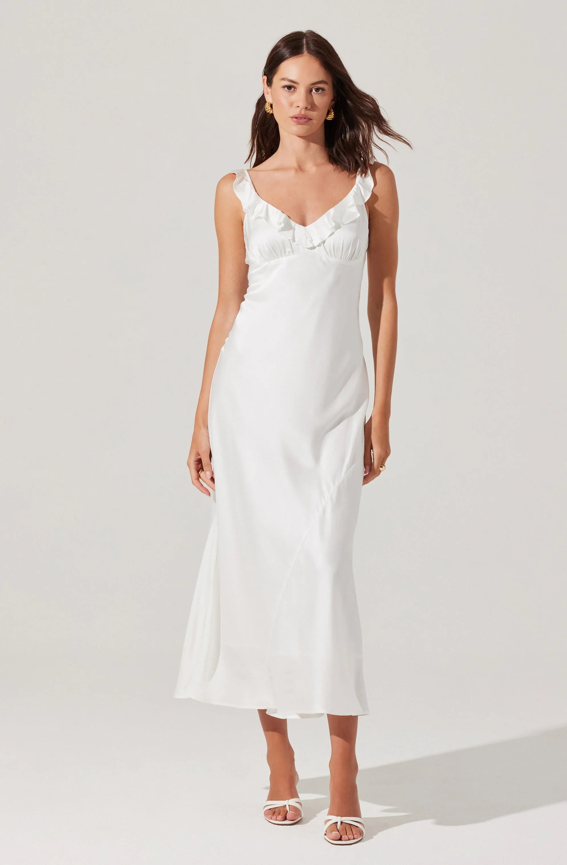 Lbruh Zoie Satin Ruffle Midi Dress