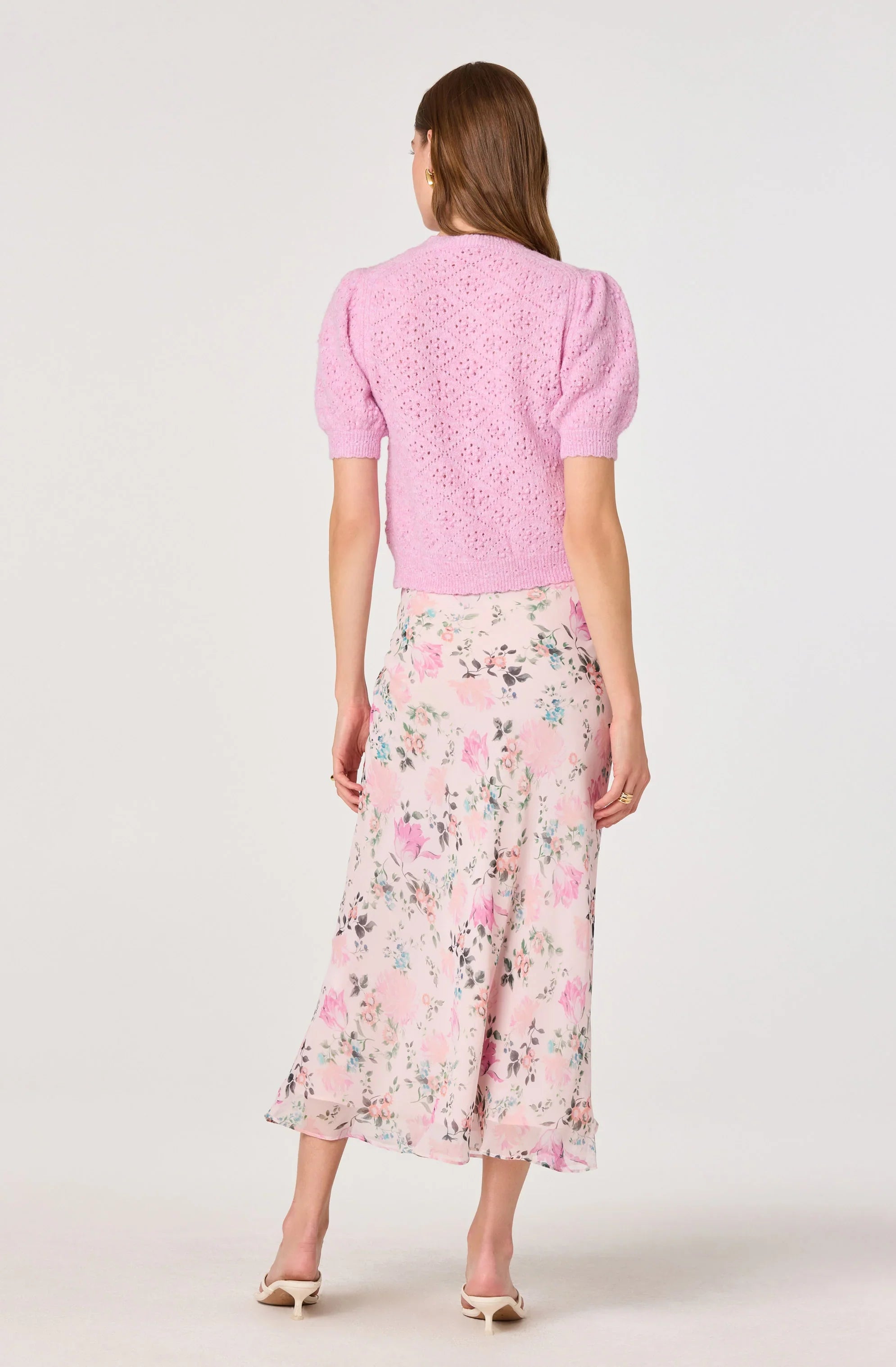 Inixyf Ananda Floral Bias-Cut Ruffle Midi Skirt