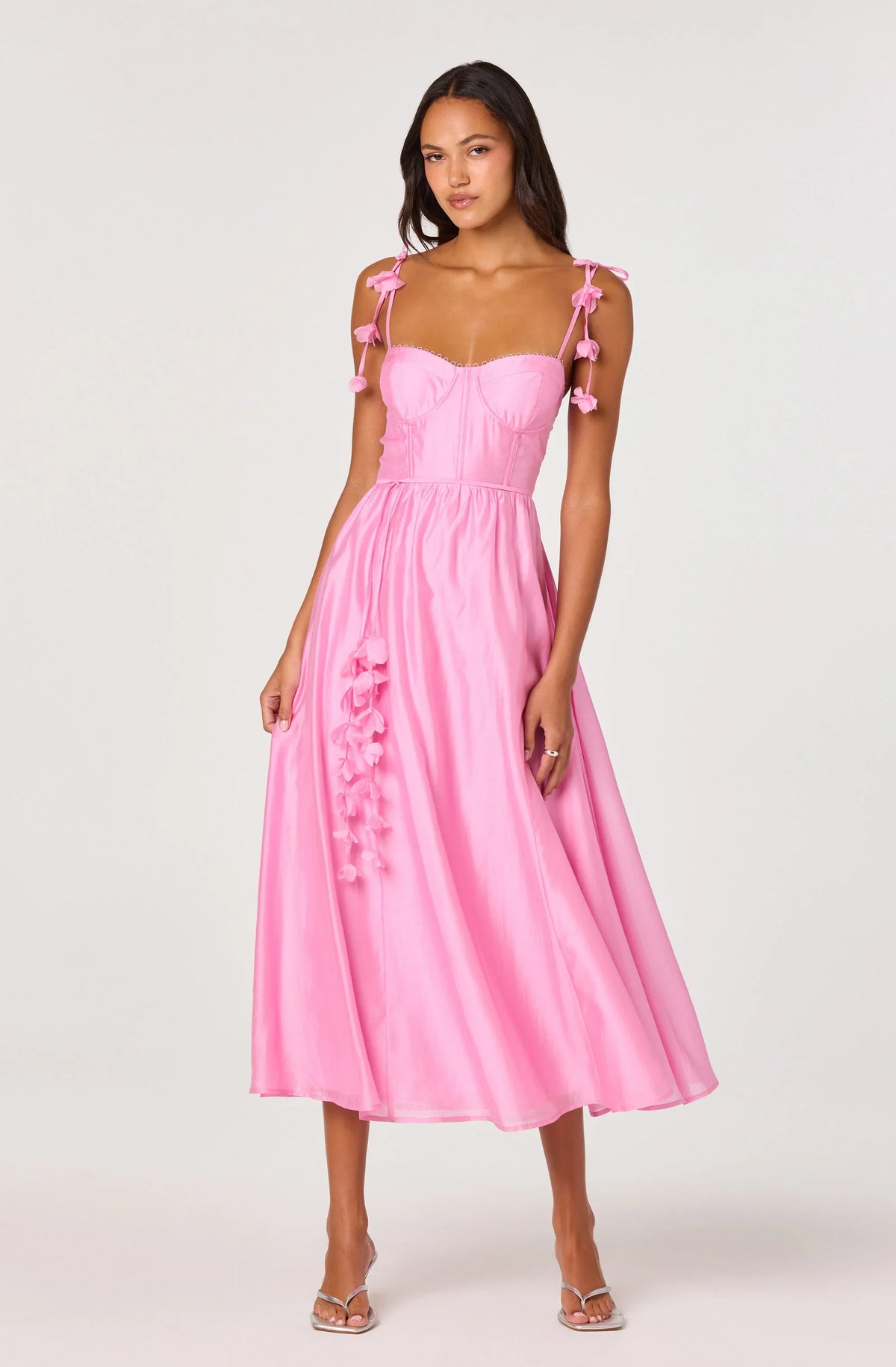 Inixyf Halcyon 3D Flower Appliqué Midi Dress