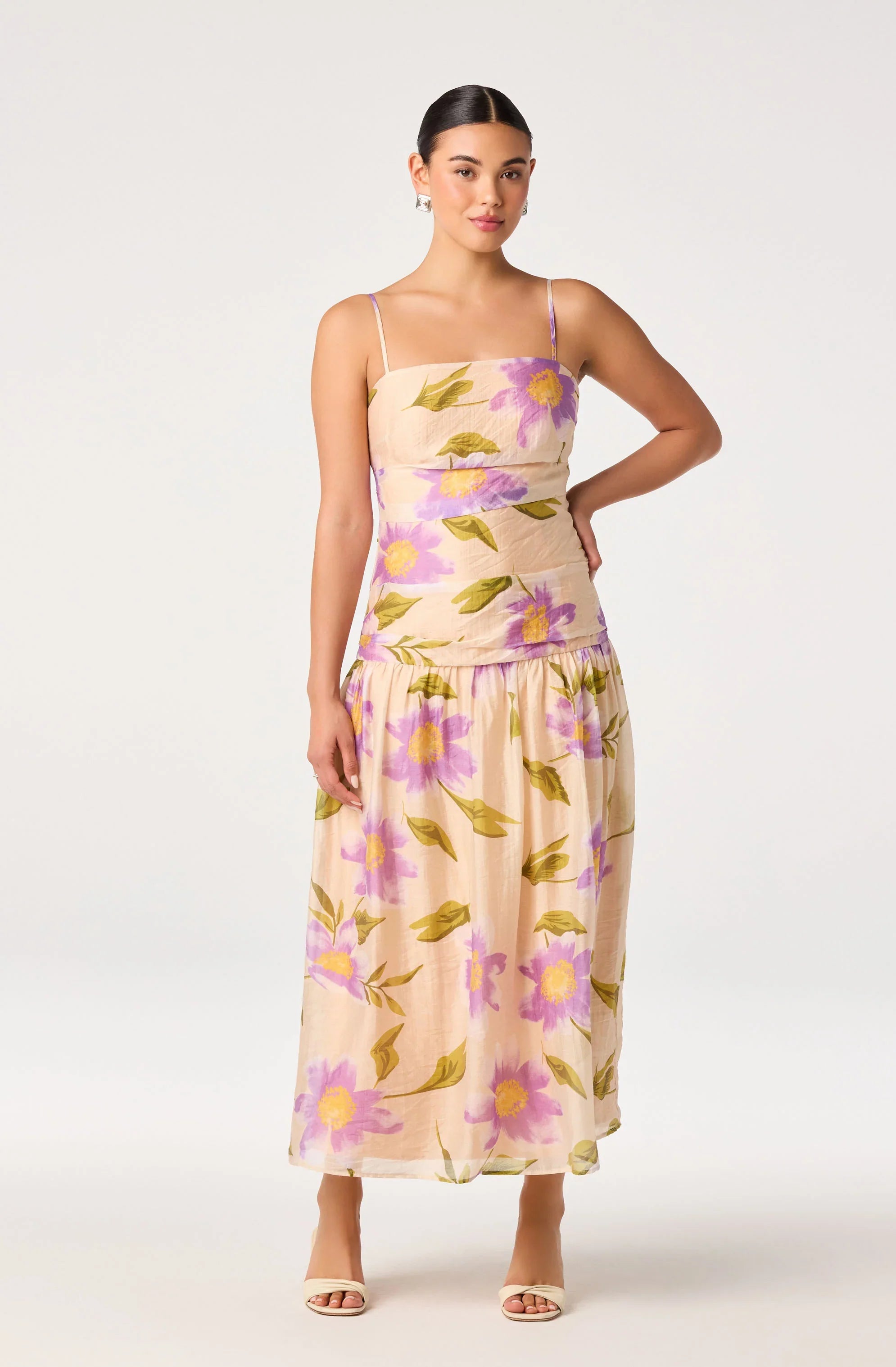 Inixyf Ava Floral Pleated Midi Dress