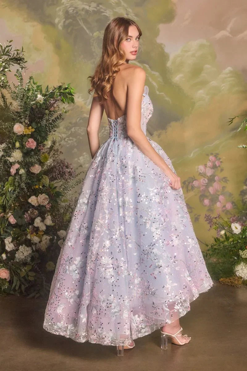 A1485 - A-line Cocktail Midi Dress - Andrea & Leo