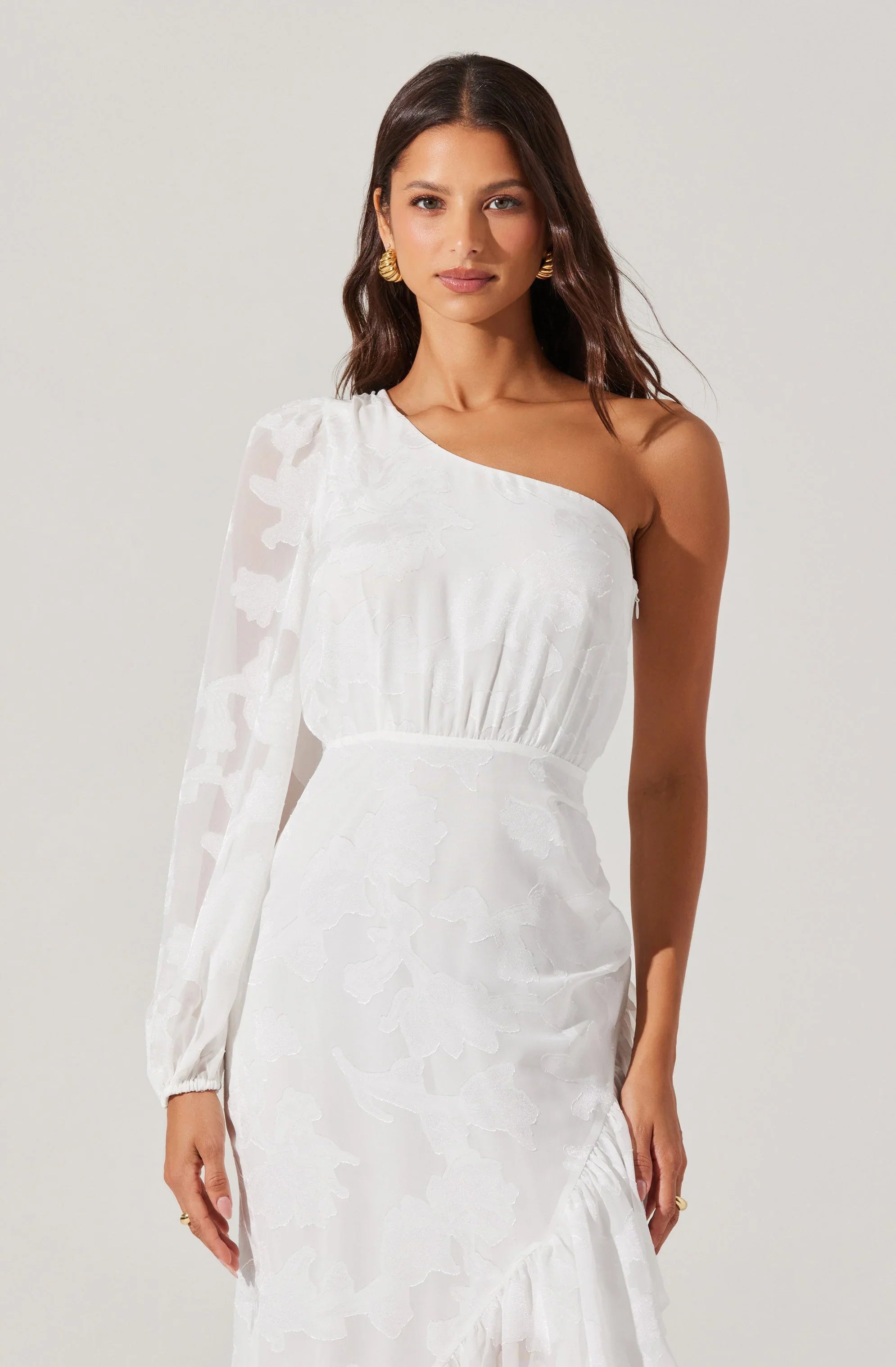 Lbruh Calista Floral One Shoulder Midi Dress